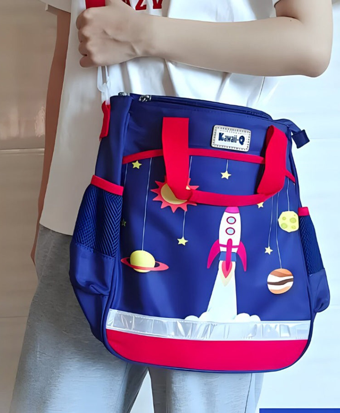 Sanjary Rocket Print Multi-Purpose Hand Bag, with Handle Strap, Water-Proof Reusable Bag color design may vary-image-34