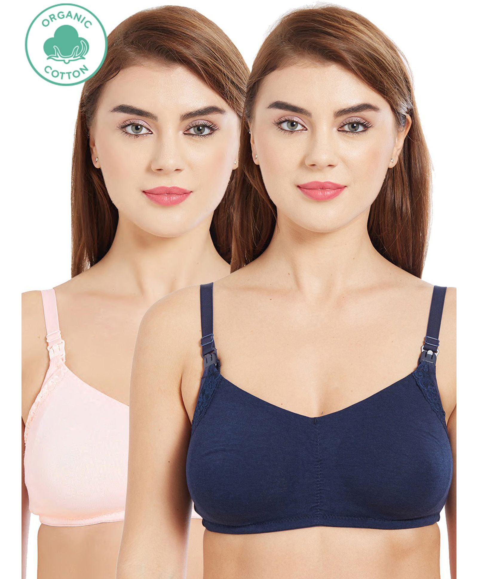 Inner Sense Organic Antimicrobial Feeding Bra With Removable Pads Pack of 2 - Multicolor-image-5