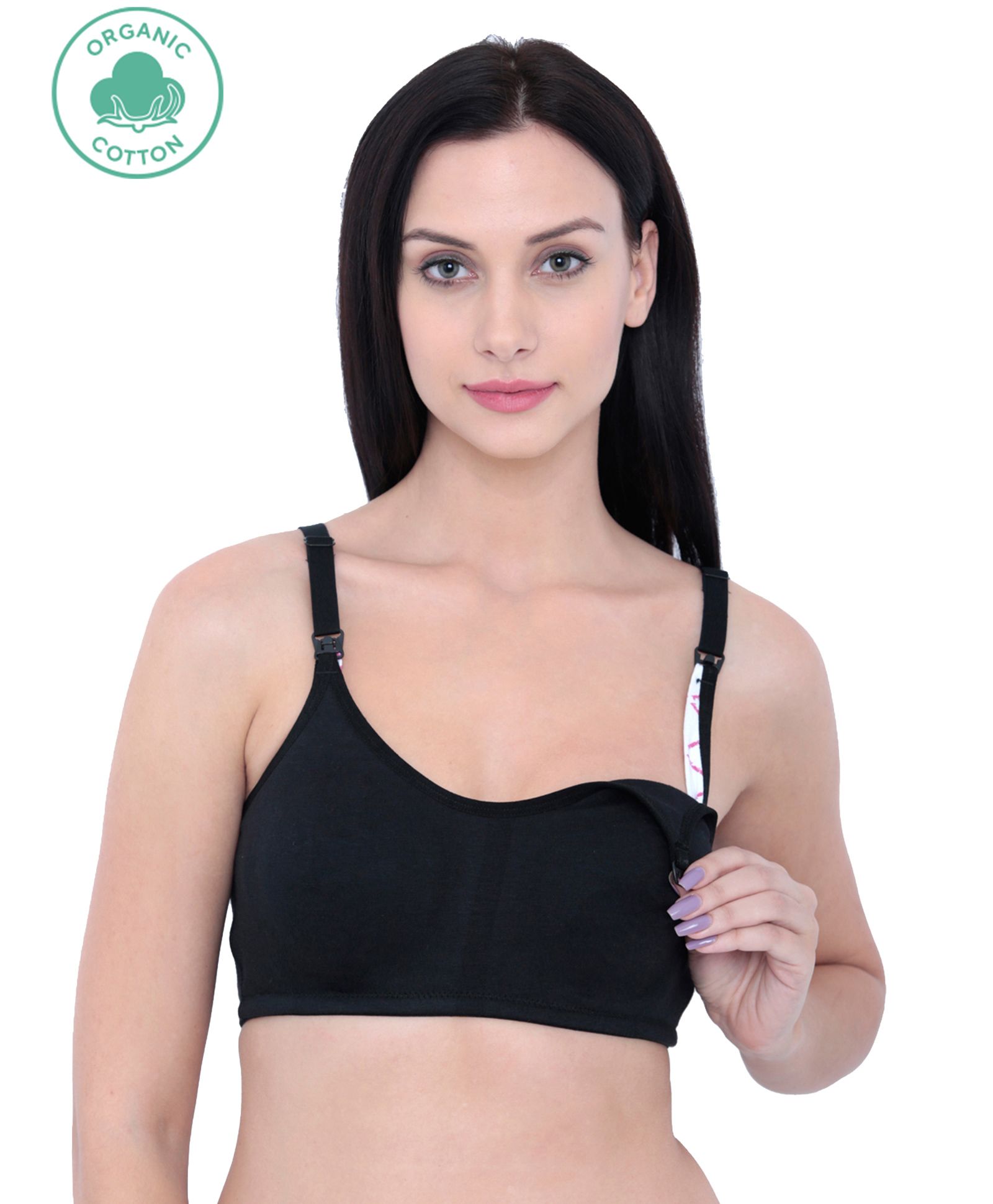 Inner Sense Organic Antimicrobial Soft Feeding Bra - Black-picture-35