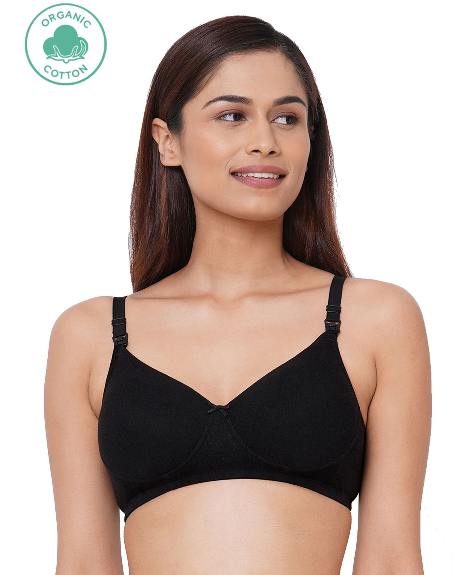 Inner Sense Organic Antimicrobial Padded Non-wired Feeding Bra - Black Size - 38B-image-0