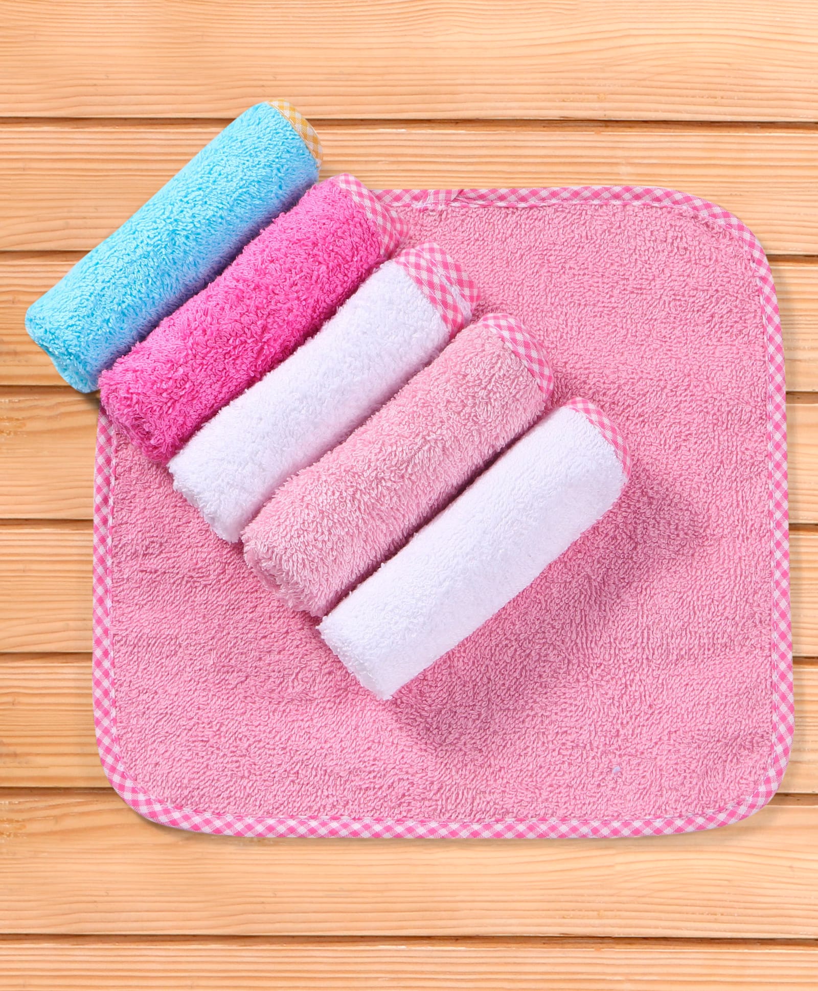 Babyhug Terry Knit Solid Wash Cloths Pack of 6 - Multicolor-picture-24