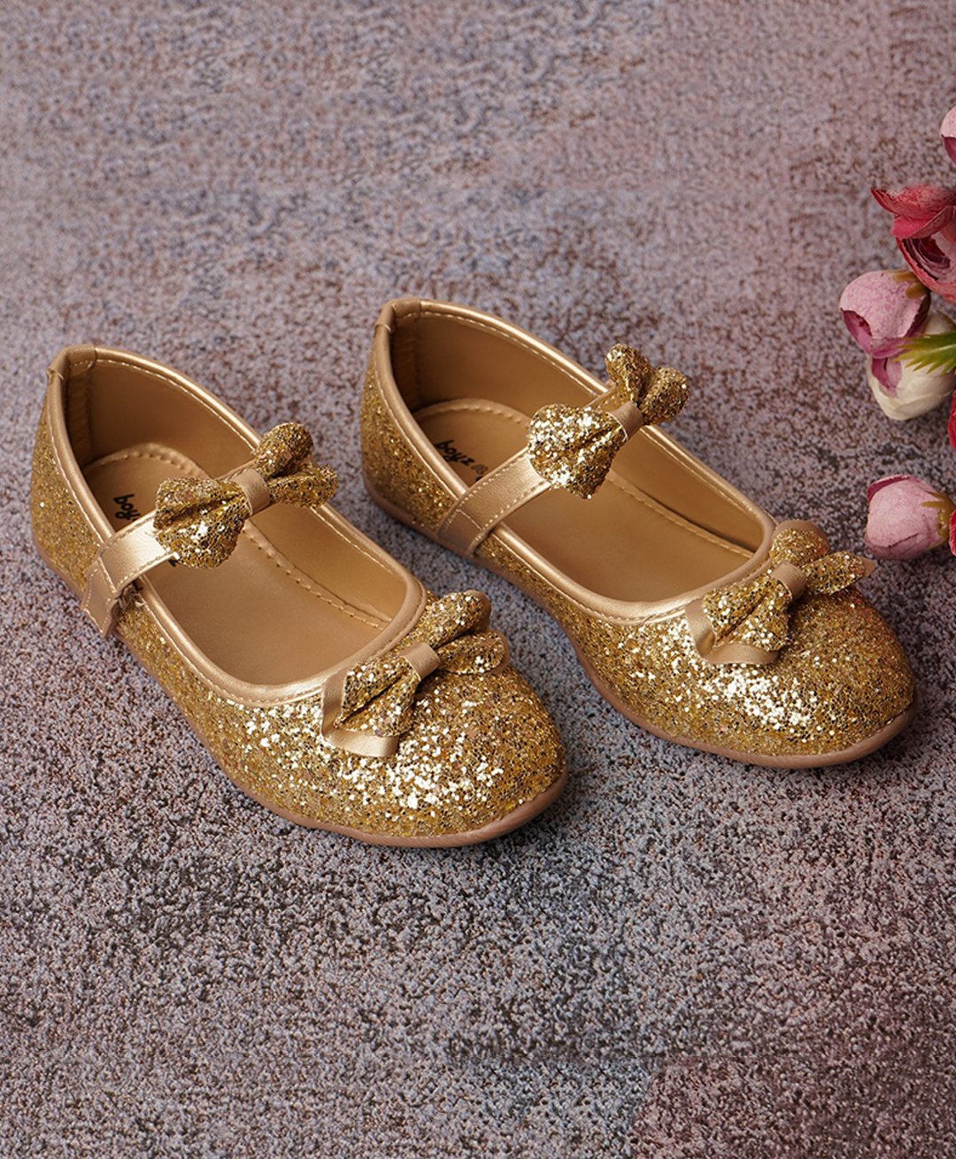 boyz n galz Bow Detailed Shimmered Mary Jane Ballerinas - Gold-image-26