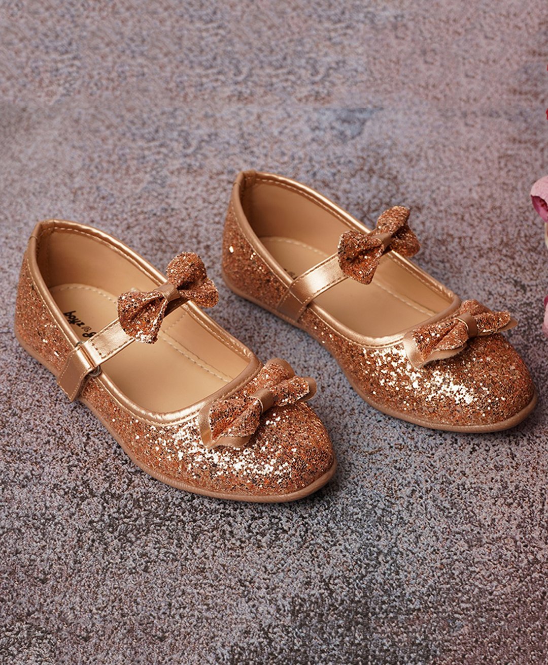 boyz n galz Bow Detailed Shimmered Mary Jane Ballerinas - Rose Gold-image-36