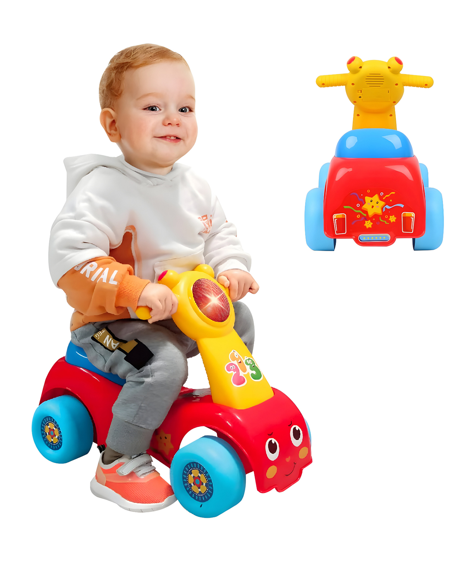 NEGOCIO 2-in-1 Ride and Walker Toy Sit to Stand Toddler Ride On Toy for Toddlers and Babies- PACK OF 1- COLOR MAY VARY-image-3