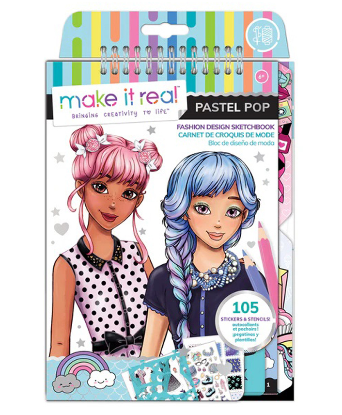 Make It Real Pastel Pop Fashion Design Sketchbook Colouring Activity Kit - Multicolour-picture-23