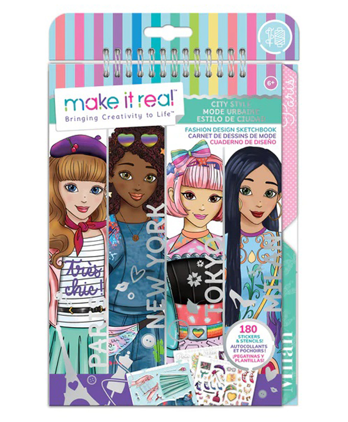 Make It Real City Style Fashion Design Sketchbook Colouring Activity Kit - Multicolour-picture-22