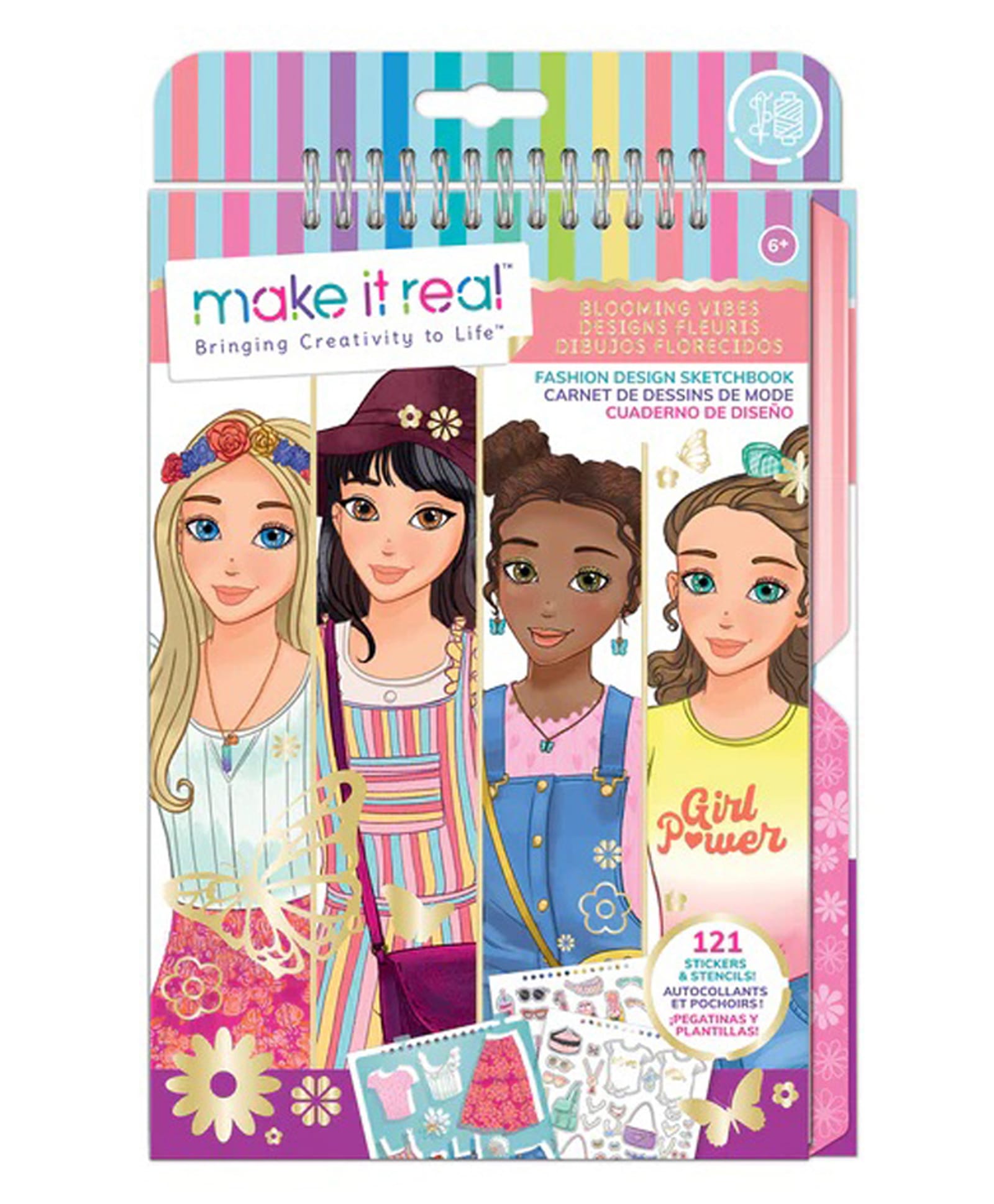 Make It Real Blooming Vibes Fashion Design Sketchbook Colouring Activity Kit - Multicolour-picture-24