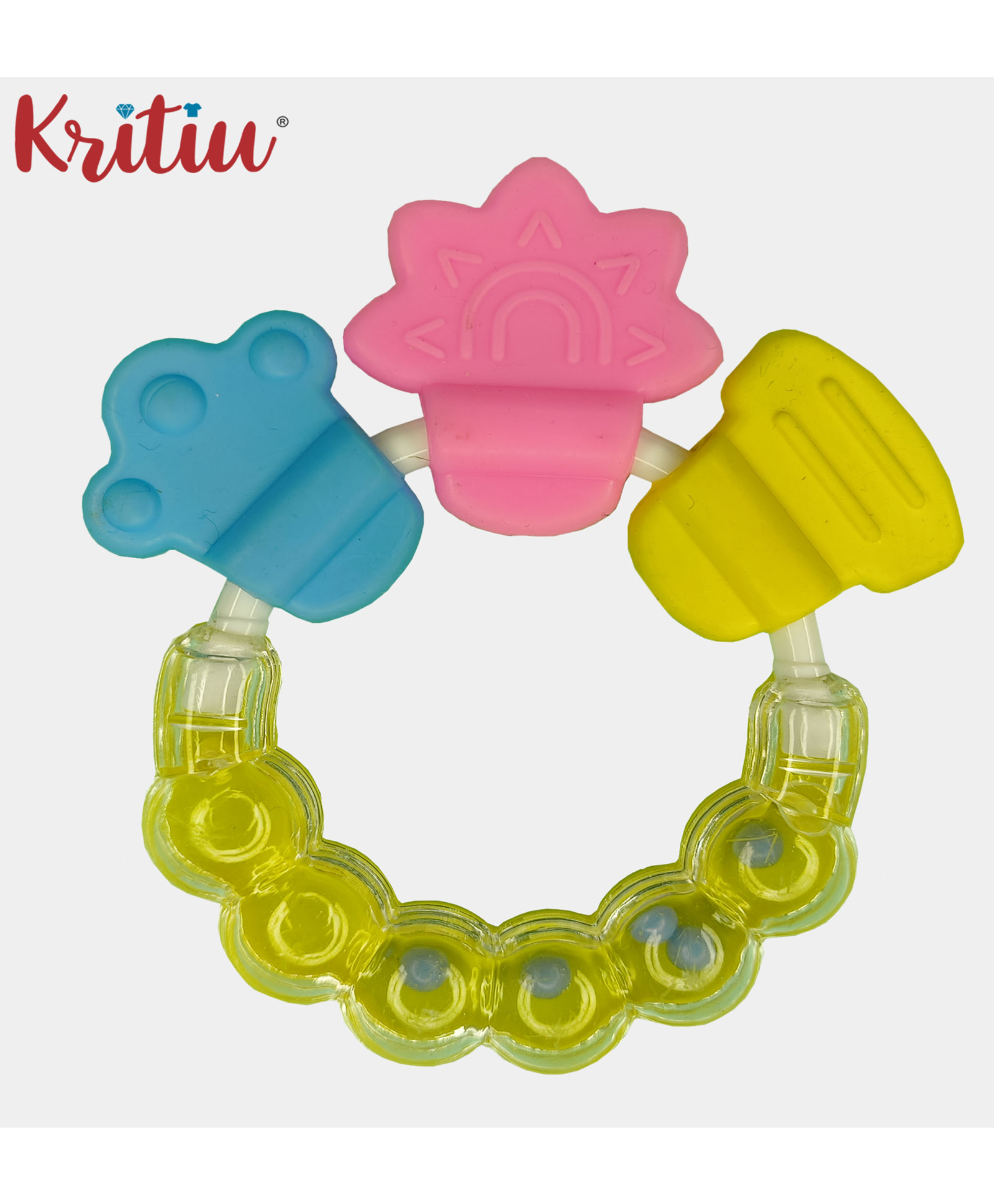 Kritiu Baby Rattle Silicone Teether - Yellow-image-48