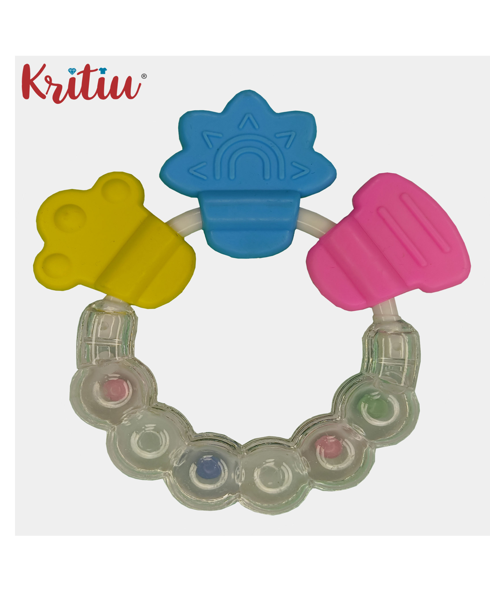 Kritiu Baby Rattle Silicone Teether - White-picture-14