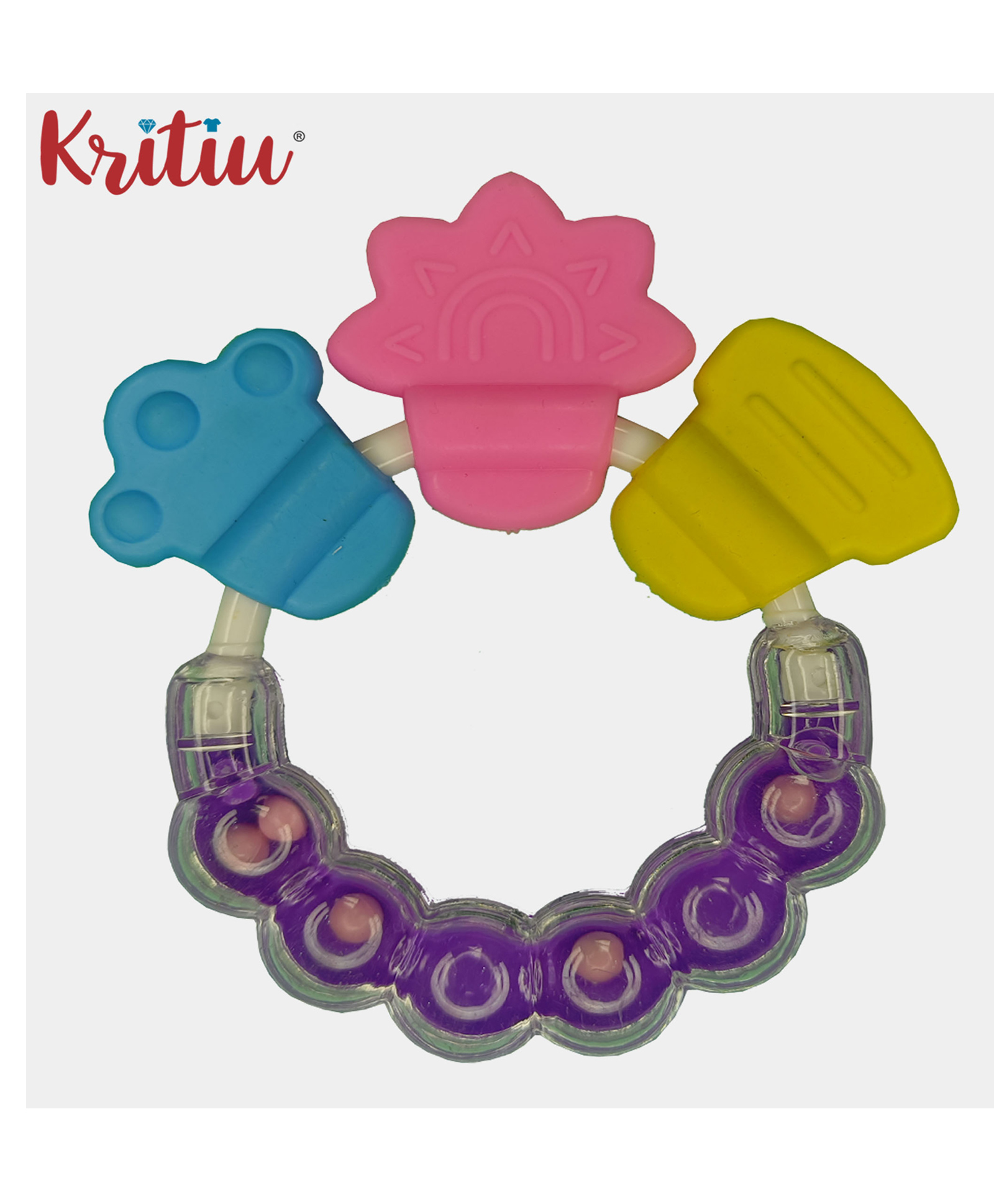 Kritiu Baby Rattle Silicone Teether - Purple-picture-9