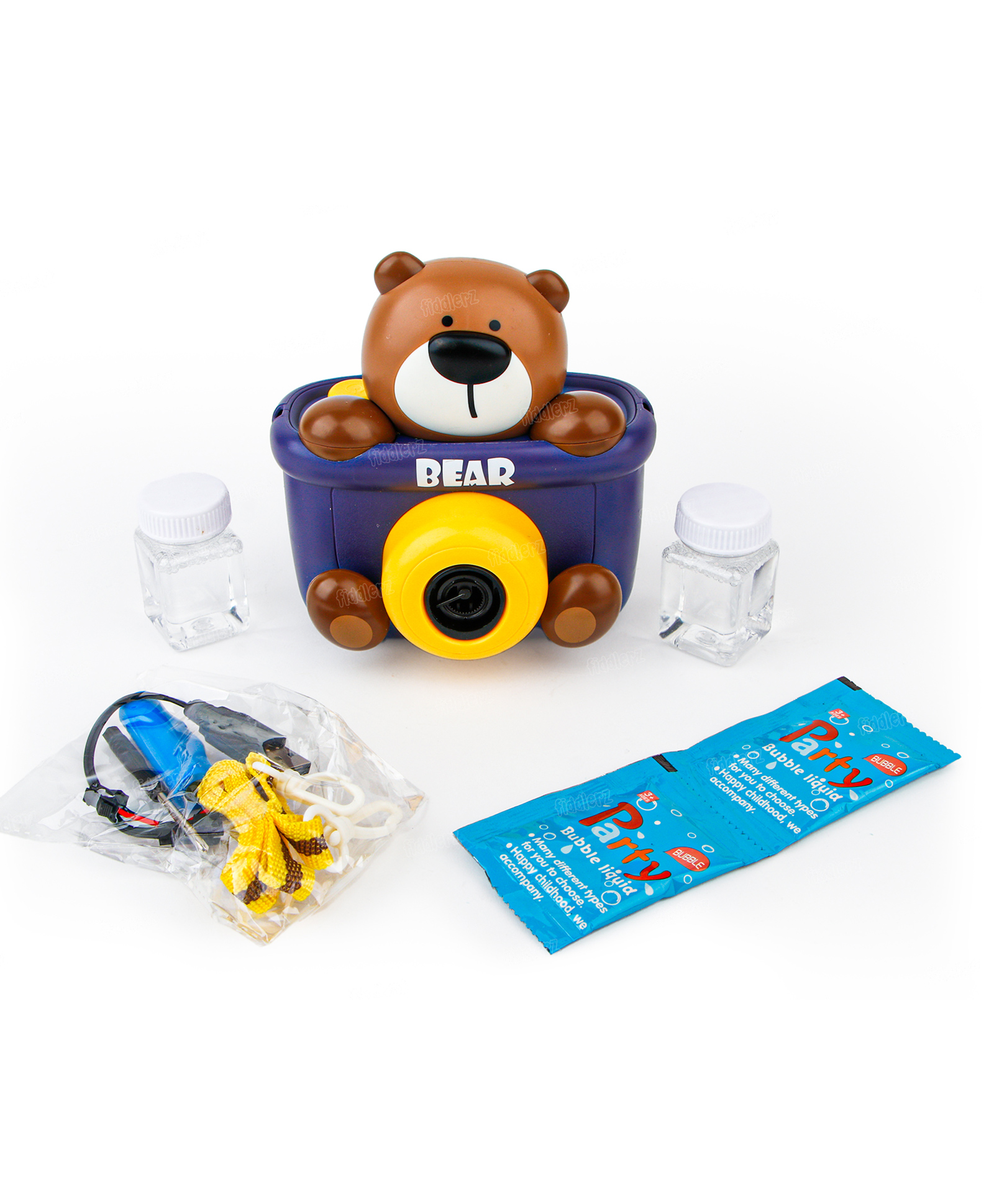 Fiddlerz Bear Bubble Camera Toy for Kids with Dynamic Music LED Lights Leakproof Design with Rechargeable Battery Fun Outdoor Bubble Blower Toy for Boys and Girls Aged 3+-image-36