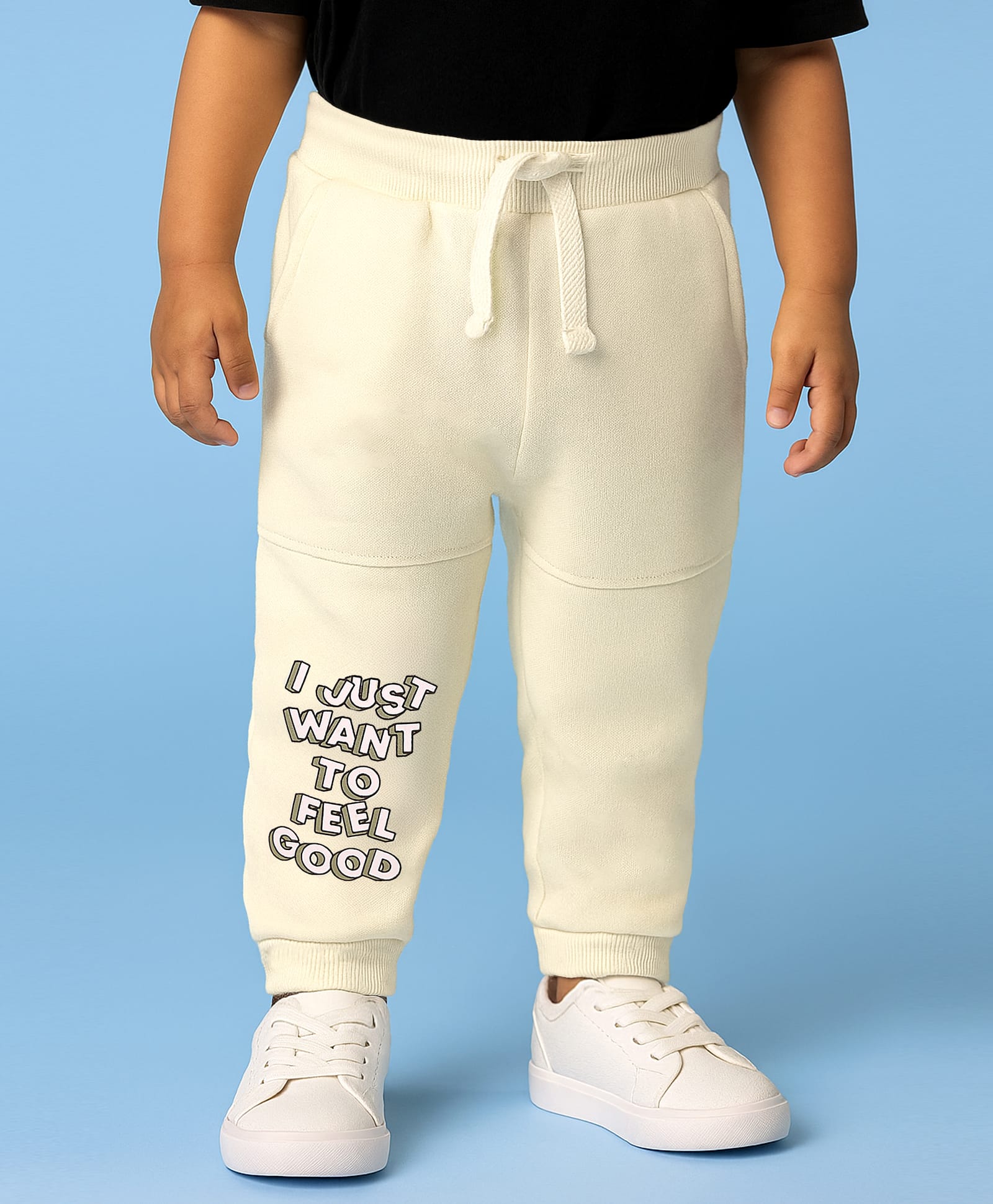 Babyoye 100% Cotton Knit Full Length Text Print Lounge Pants - Beige-picture-36