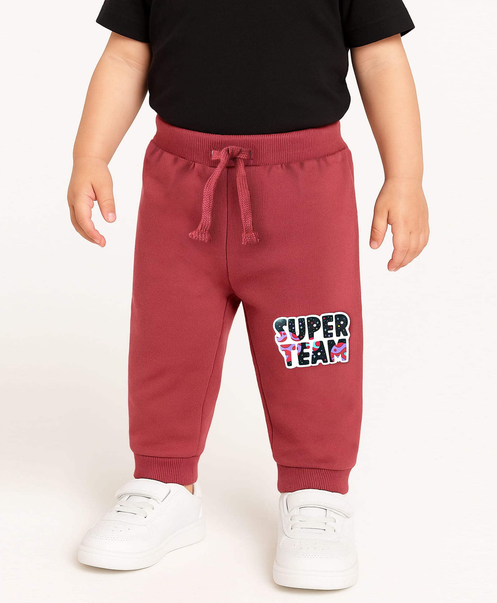 Babyoye Eco Conscious 100% Cotton Knit Full Length Lounge Pant with Text Print - Red-picture-27