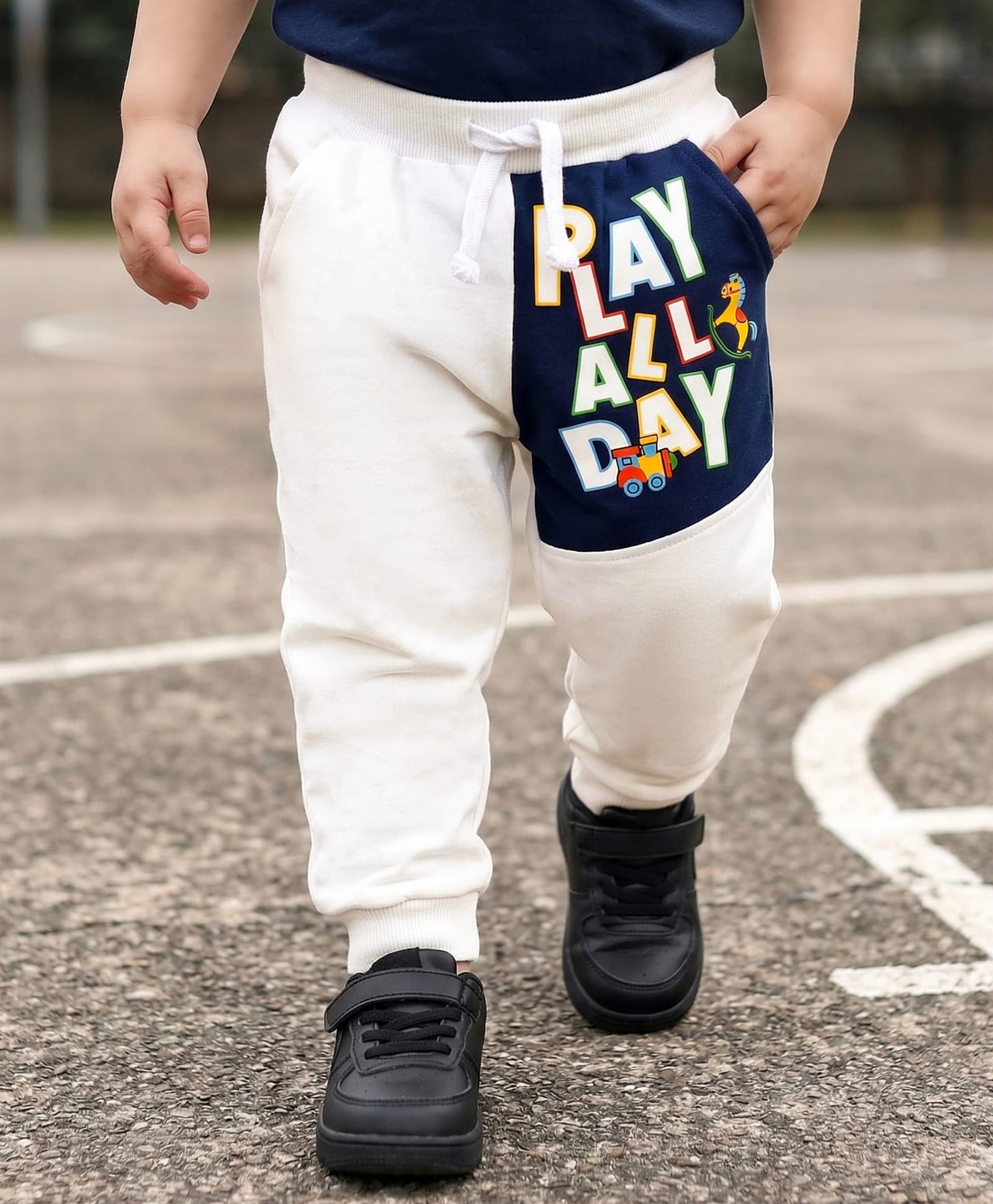 Babyoye 100% Cotton Knit Full Length Lounge Pant With Text Print - White-picture-28