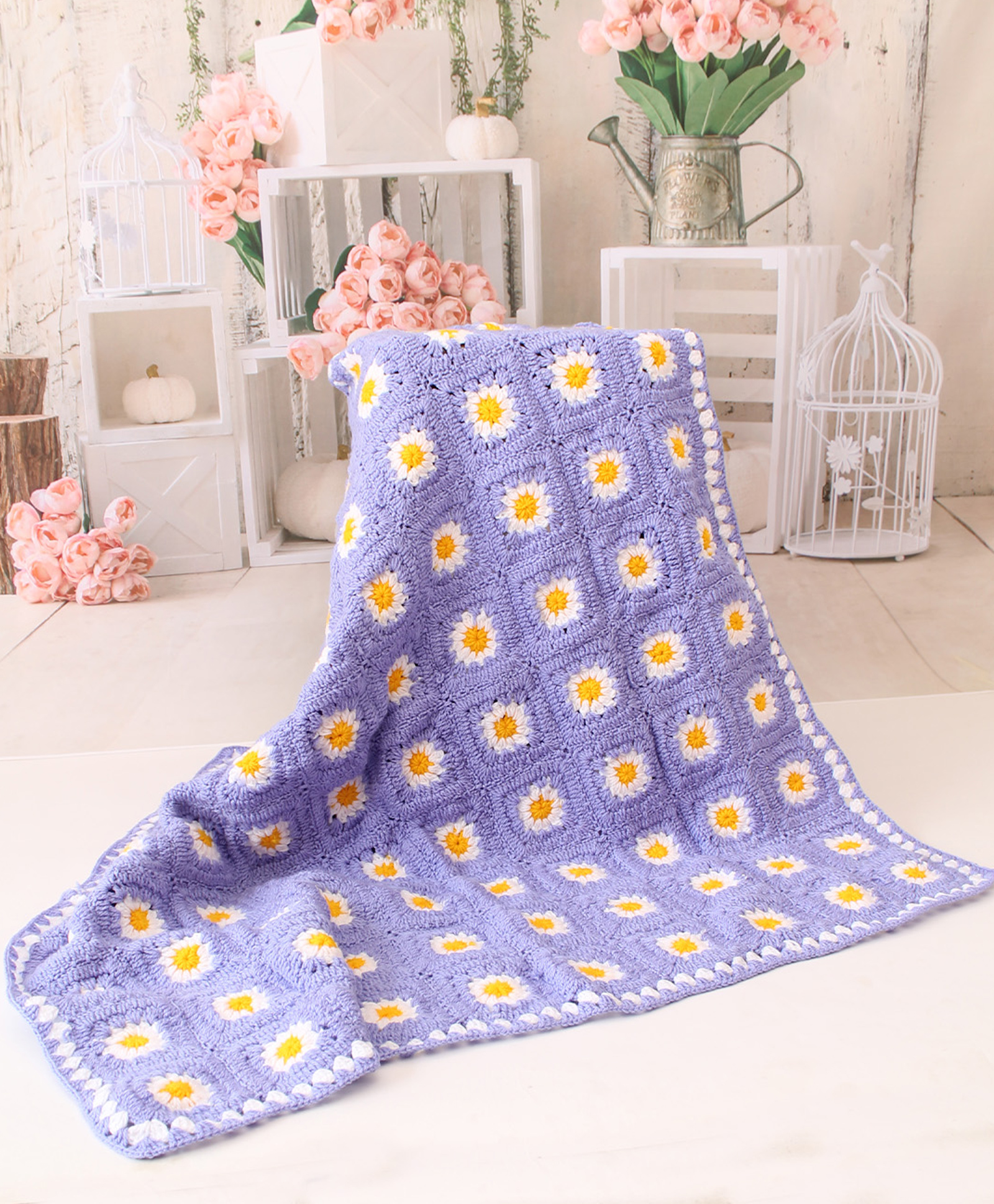 Woonie Handmade Granny Square Crib Blanket - Purple-image-41