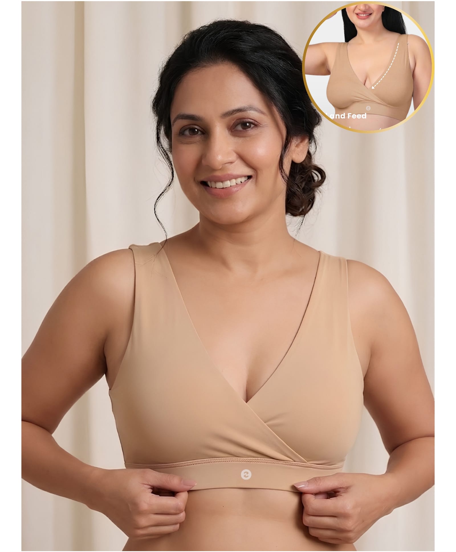 Zelena Modal Non-Wired Maternity Padded Nursing Bra - Beige-picture-25