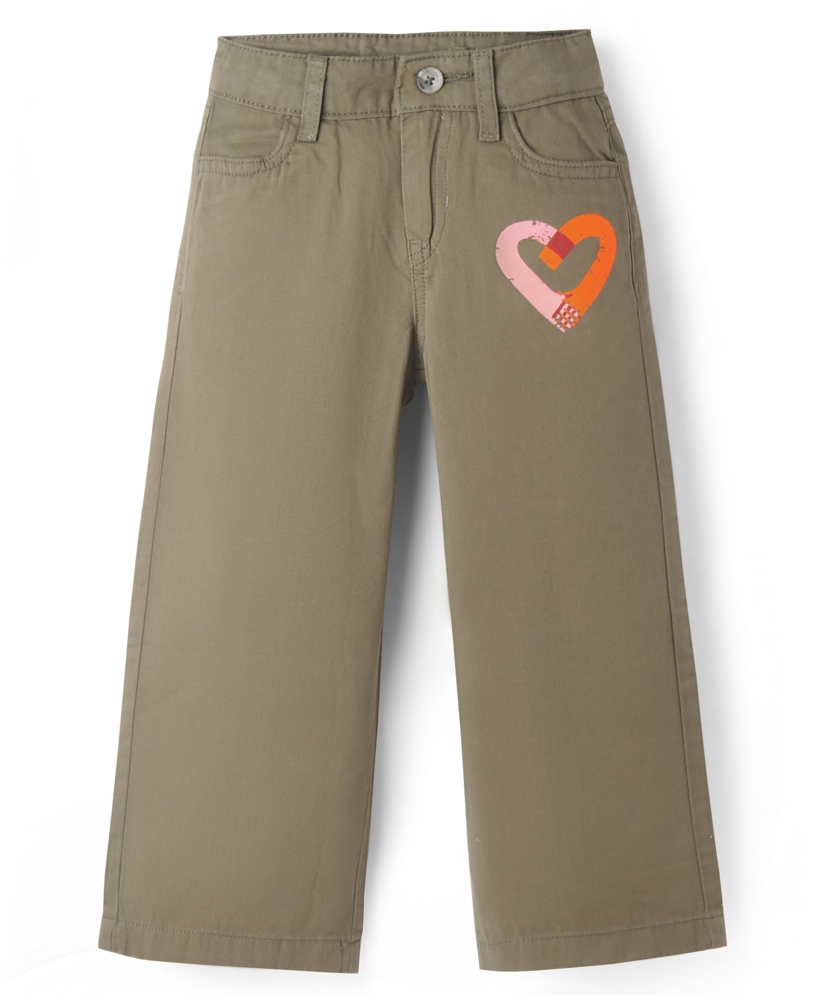 Under Fourteen Only Cotton Heart Printed Pant - Olive Green-picture-12