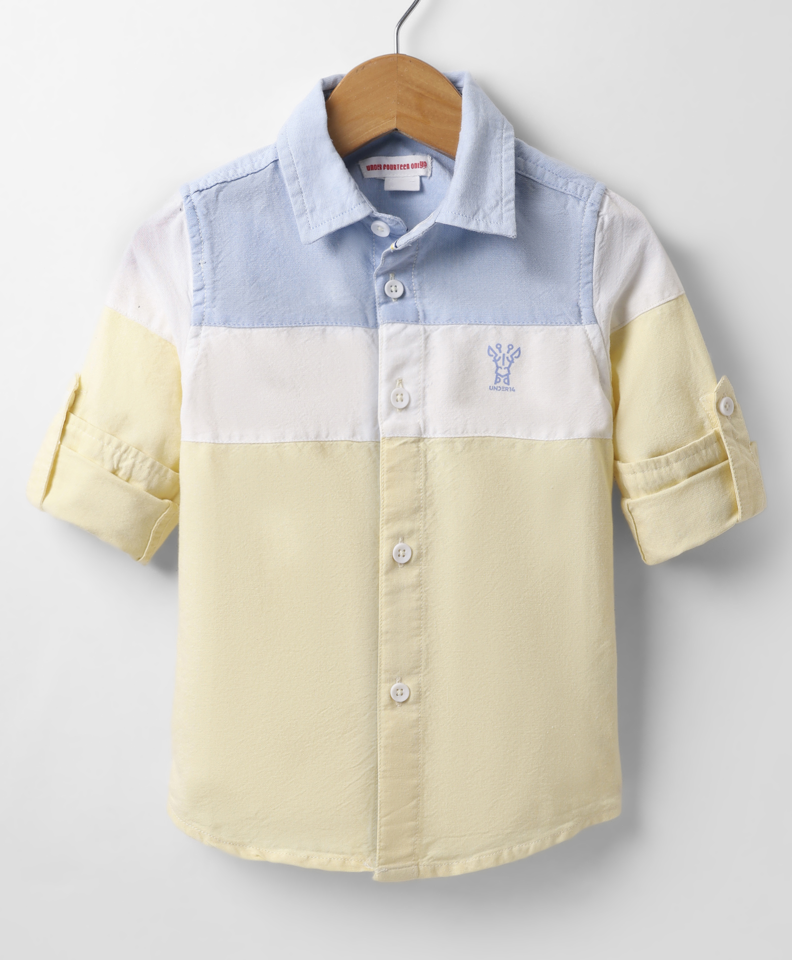 Under Fourteen Only Full Sleeves Cut & Sew Brand Name Printed Shirt - Yellow-picture-22