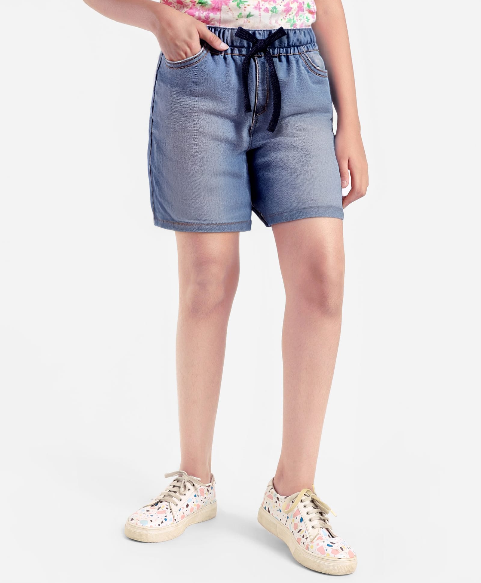 Pine Kids Woven Knee Length Solid Color Shorts - Light Blue-image-17