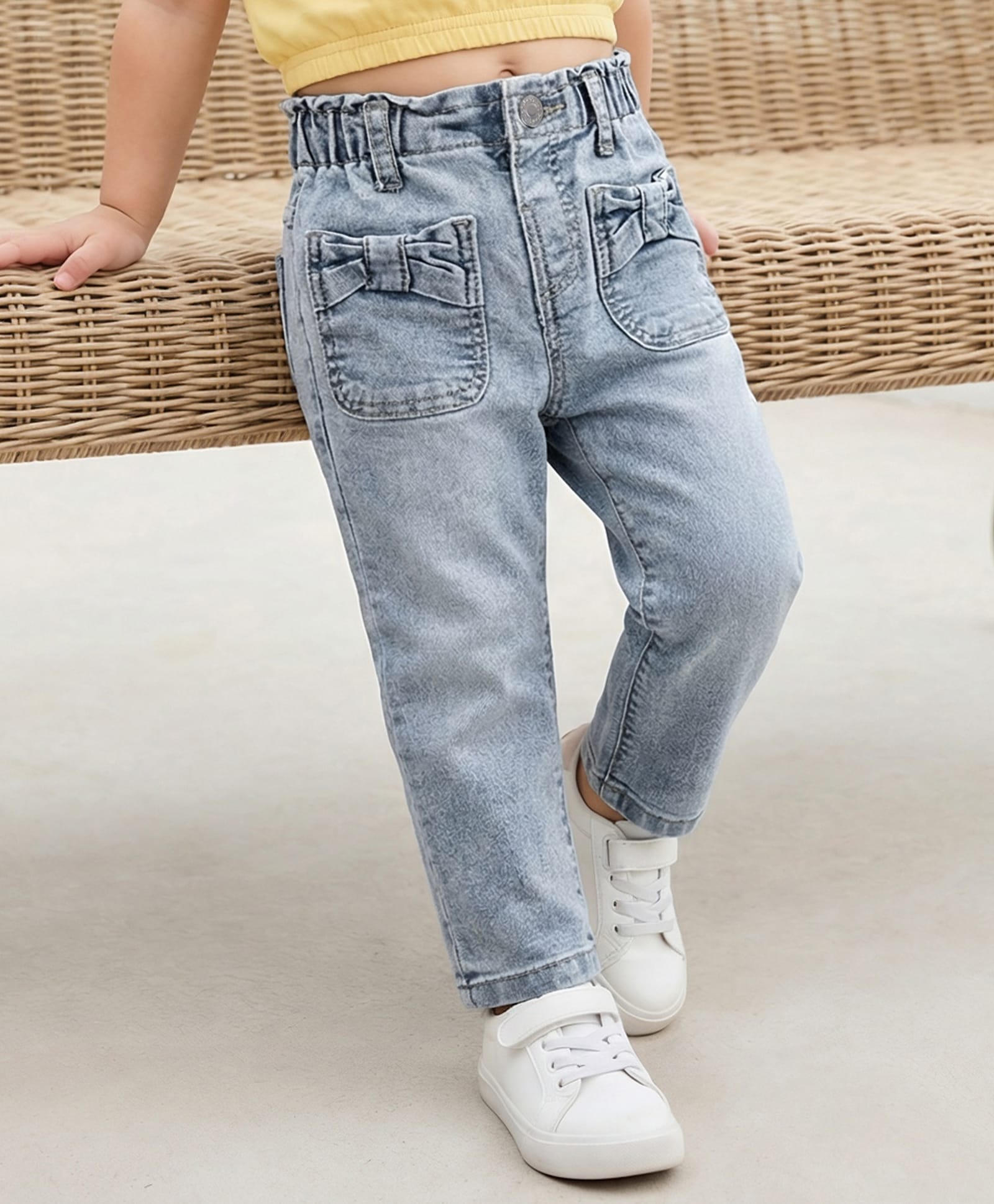 Babyhug Denim Full Length Washed Jeans With Stretch & Pockets - Light Blue-picture-38