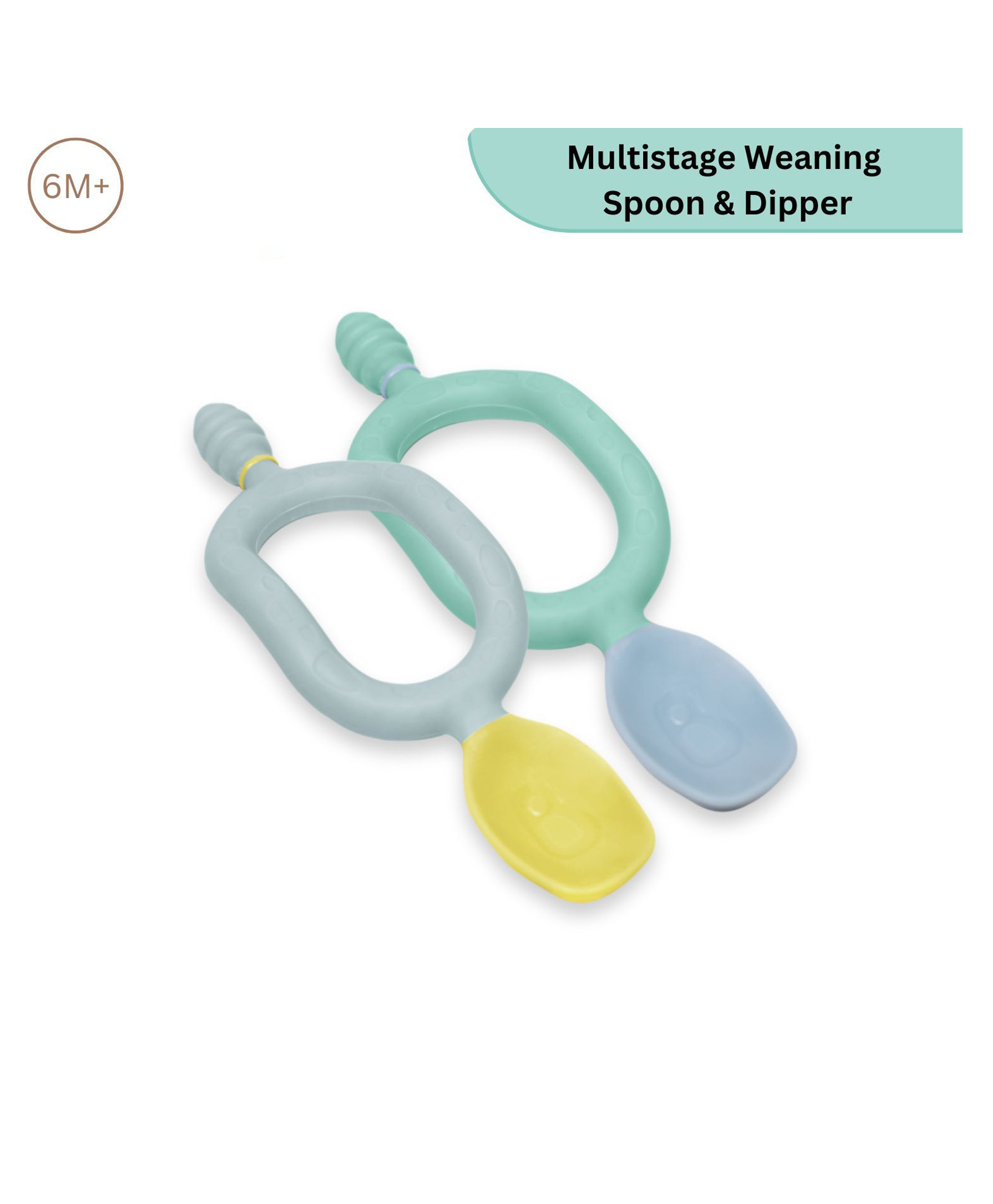 Bibado Dippit Multi stage Baby Weaning Spoon and Dipper Green & Grey - Pack of 2-image-34