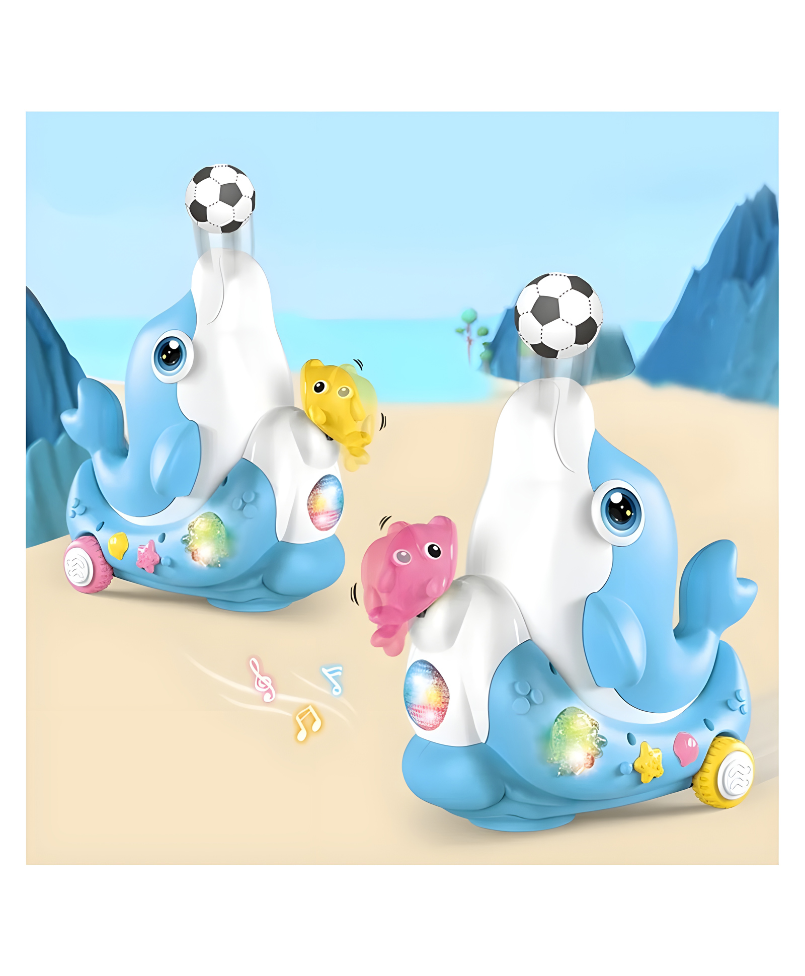 YAMAMA Muiscal Toys For Kids Cute Electric Dolphin Concert Toys With 360 Degree Rotating Universal Wheel Lights And Music Electric Dolphin Toy With Flying Function Blowing Ball And Walking Kids Toys(Pack of 1Color May Vary)-picture-27