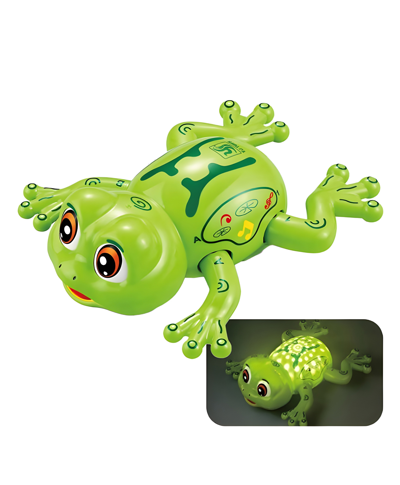 YAMAMA Musical Toys For Kids Electric Frog Toys With 360 Degree Rotating Universal Wheel 3D Lights And Music Kids Toys Fun Entertainment Toy Sensory Development Toys Obstacle Avoidance Walking Frog Toys - Multicolor-image-7