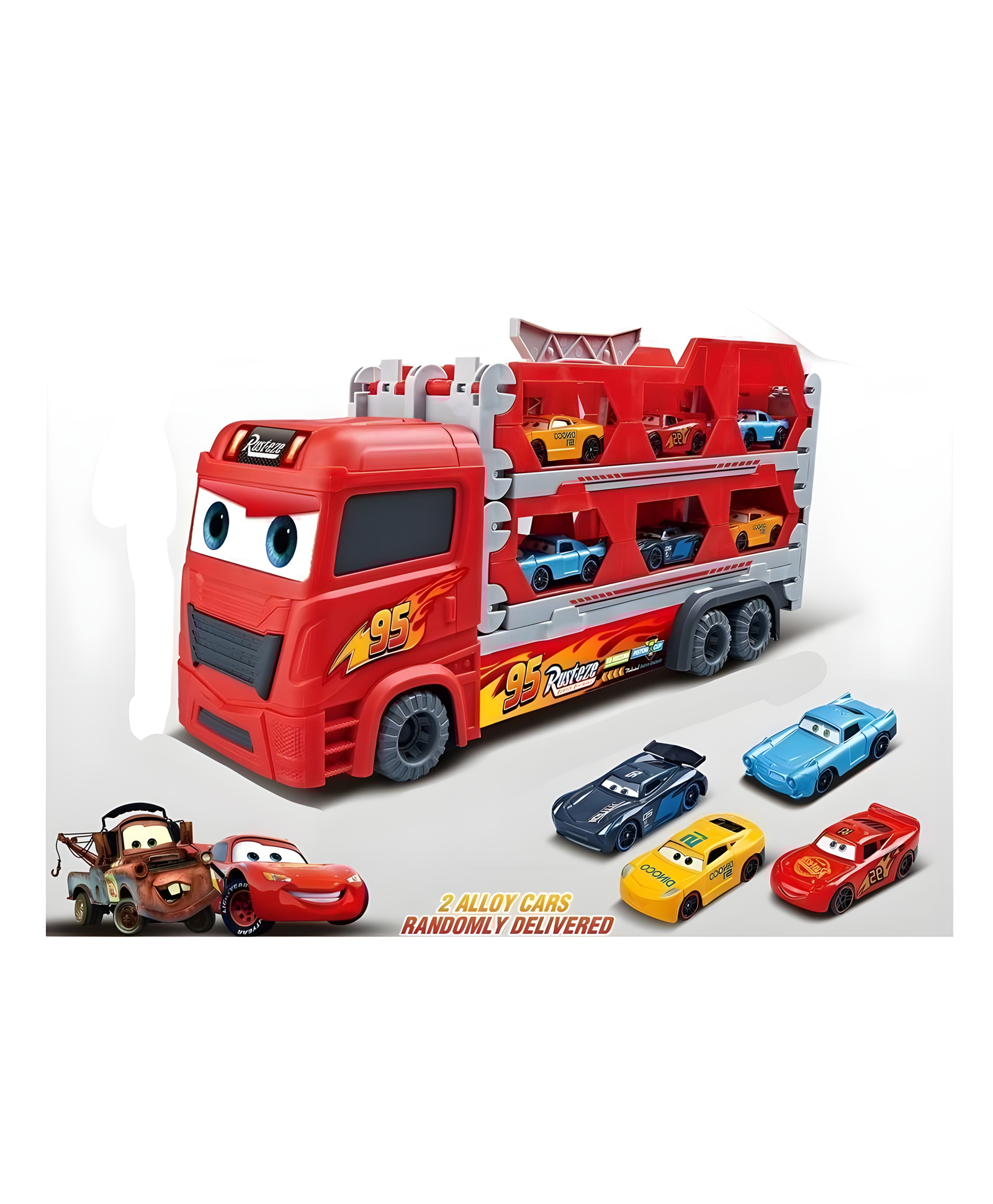 YAMAMA Die-Cast Car Toys For Kids Car Transporter Truck Toys With Two Catapults Long Track Portable Car Transporter Kids Toys Ejector Race Track Car Toys Parking Garage Car Toys - Multicolor-picture-23