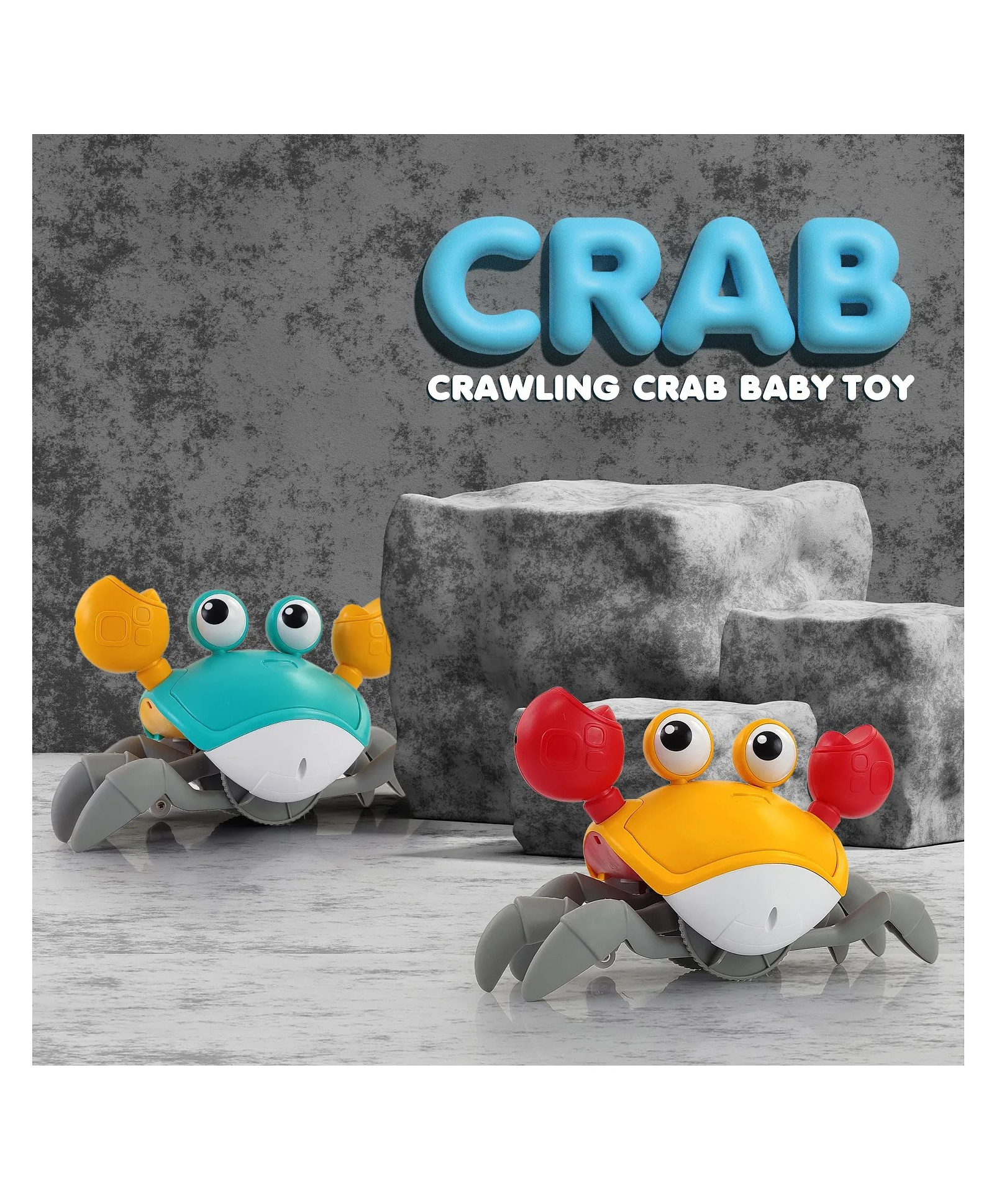 YAMAMA Musical Toys For Kids Multifunctional Crawling Crab Toys Induction Escape Crab Toys With USB Rechargeable Lights And Music Sensory Development (Pack of 1Color May Vary)-image-2