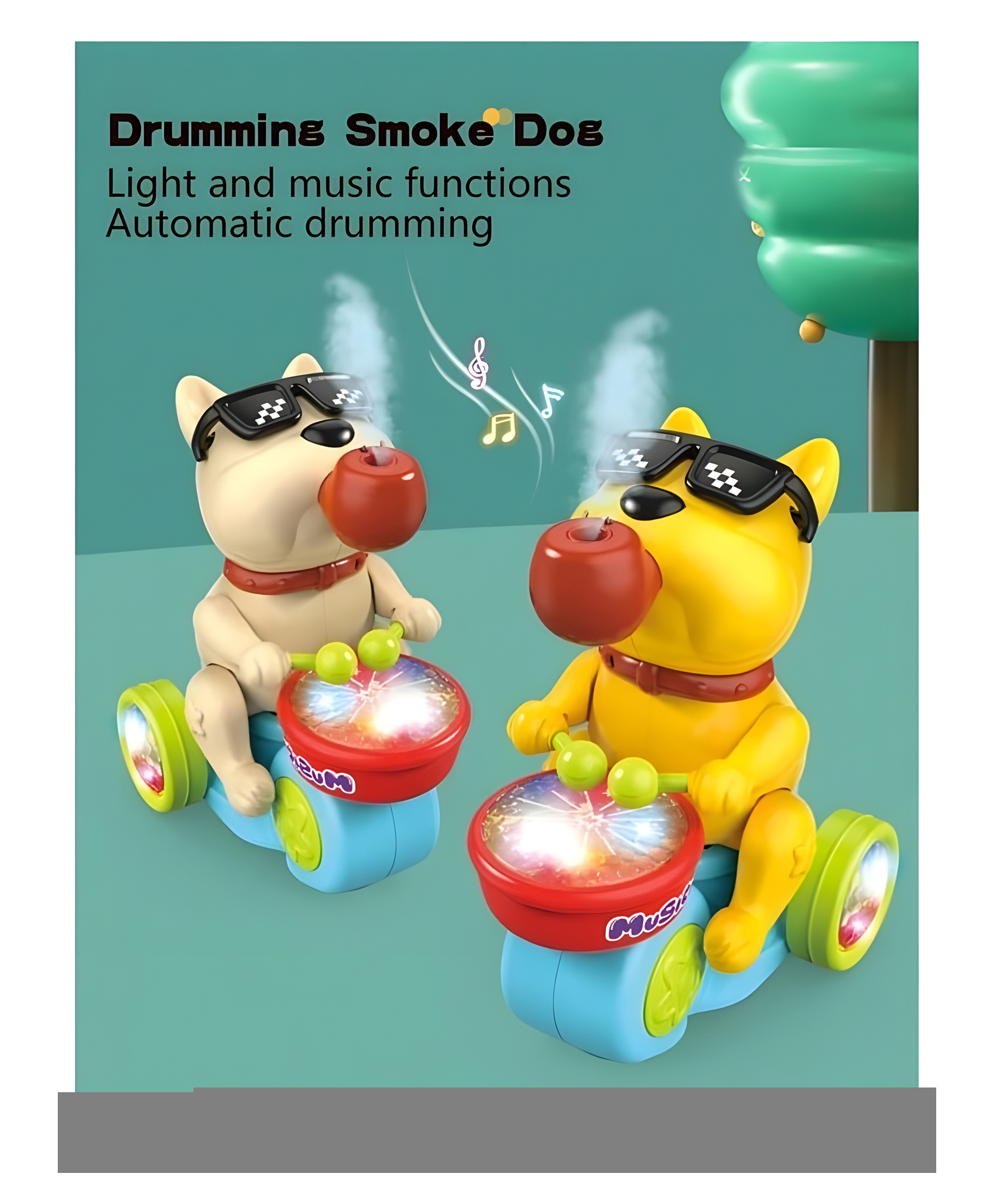 YAMAMA Musical Toys For Kids Cute Puppy Musician Play Drum Toys With 360 Degree Rotating Universal Wheel Lights And Music Spray Smoke Dog Kids Toys Early Learning Educational Interactive Crawling Music Toy For Toddlers(Pack of 1Color May Vary)-image-41