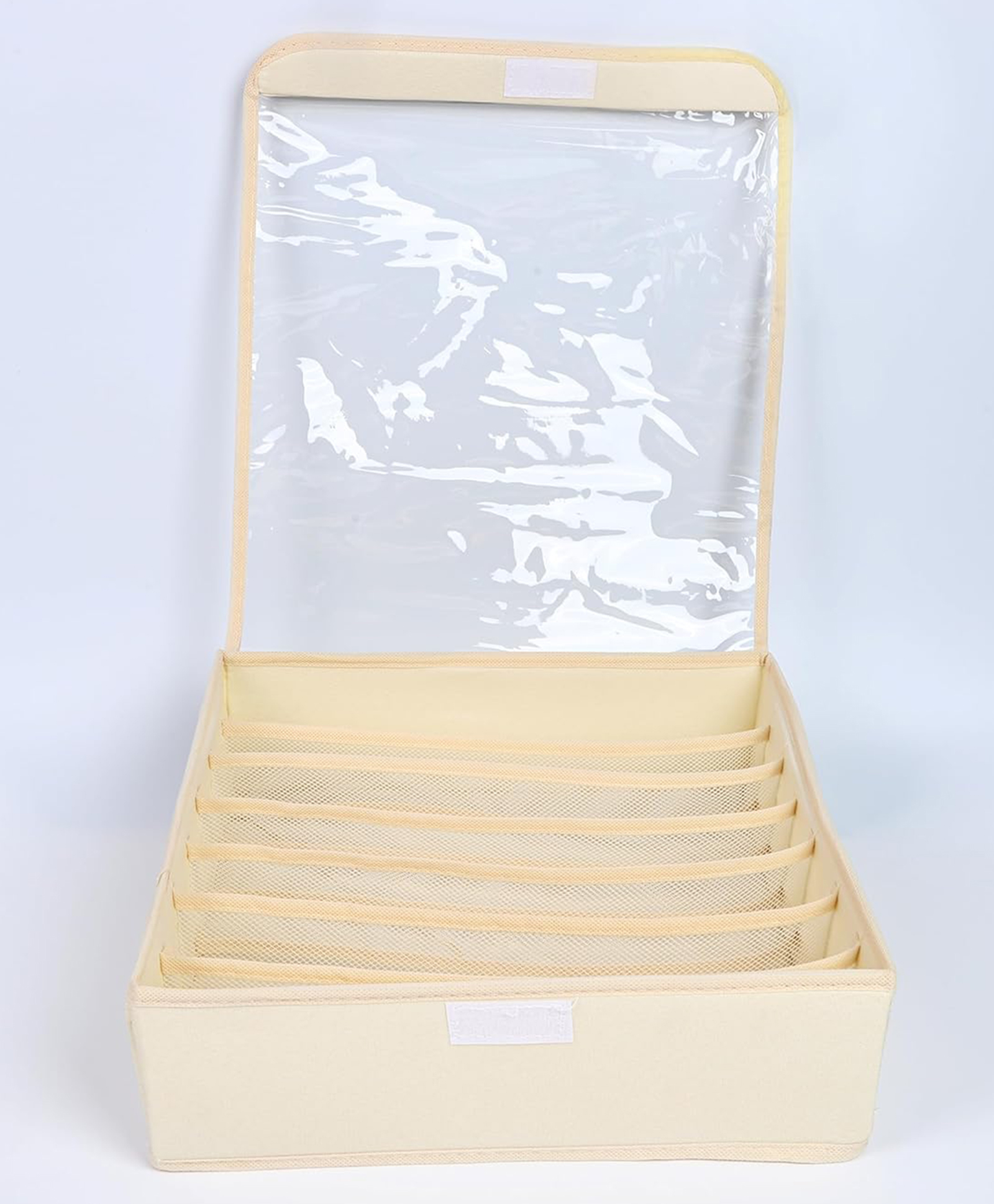 House of Quirk 24 Slot Foldable Underwear Closet, Dresser Drawer Organizer Fabric Basket Clothes Socks Underwear Clothing Divider - Beige-picture-12