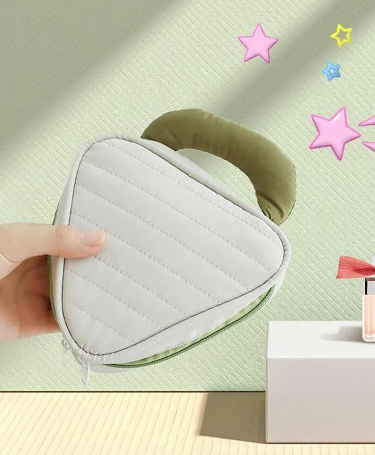 House of Quirk Makeup Organizer Travel Cosmetics Toiletry Bag Macaroon-Colored with Handle (Grey)-image-24