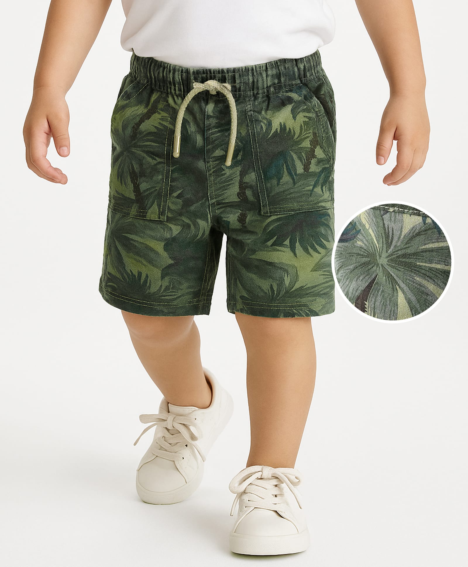 Babyhug Cotton Woven Above Knee Length Beach Theme Printed Shorts - Olive Green-image-39