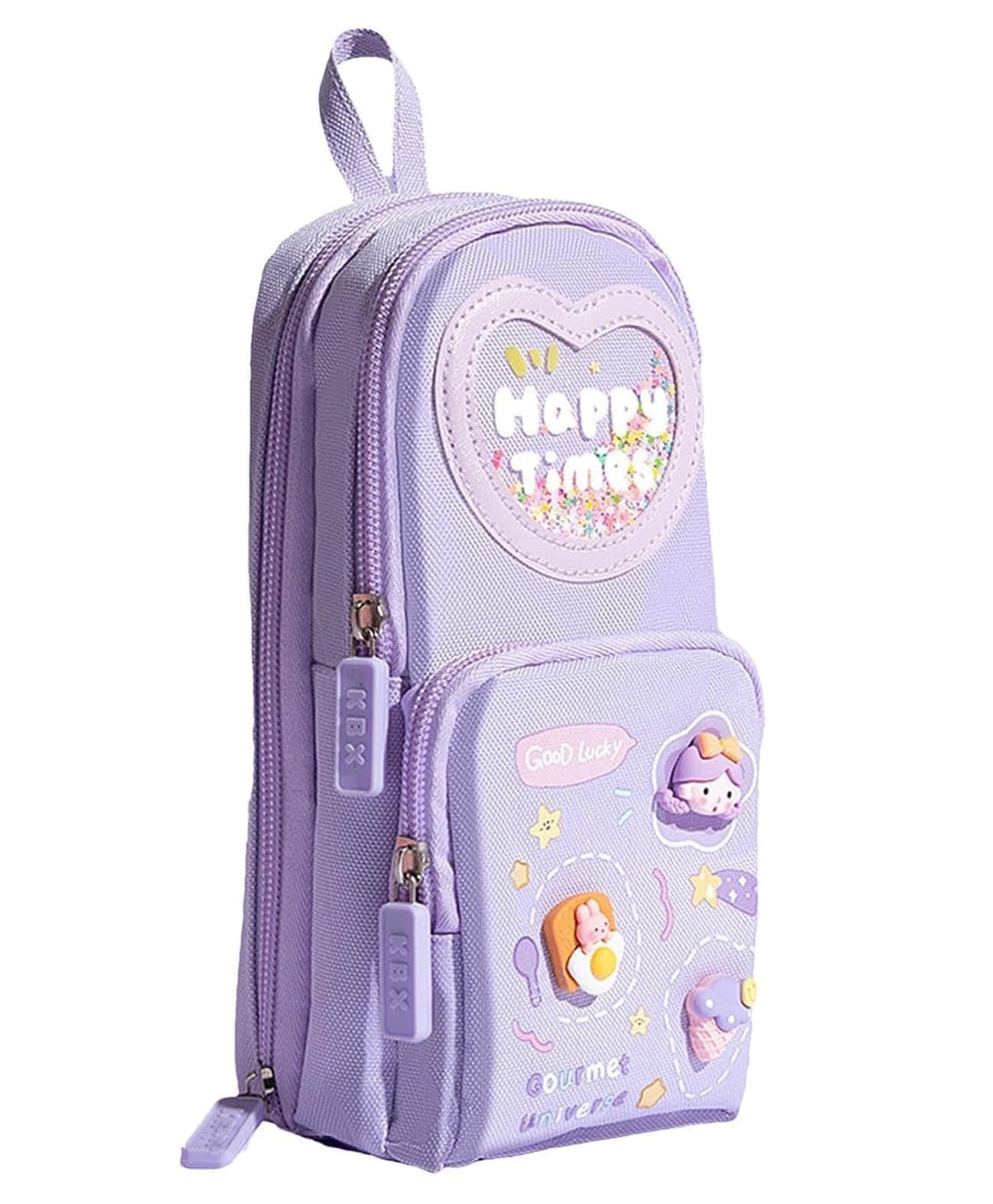 Flaze Pencil Case 3 Layers 6 Compartment Cute Aesthetic Standing Backpack Pencil Case for Girls Large Capacity Pen Pencil Pouch Multifunctional Stationery Organizer for School, Office -PACK OF 1-( COLOR AND DESIGN MAY VARY )-image-36