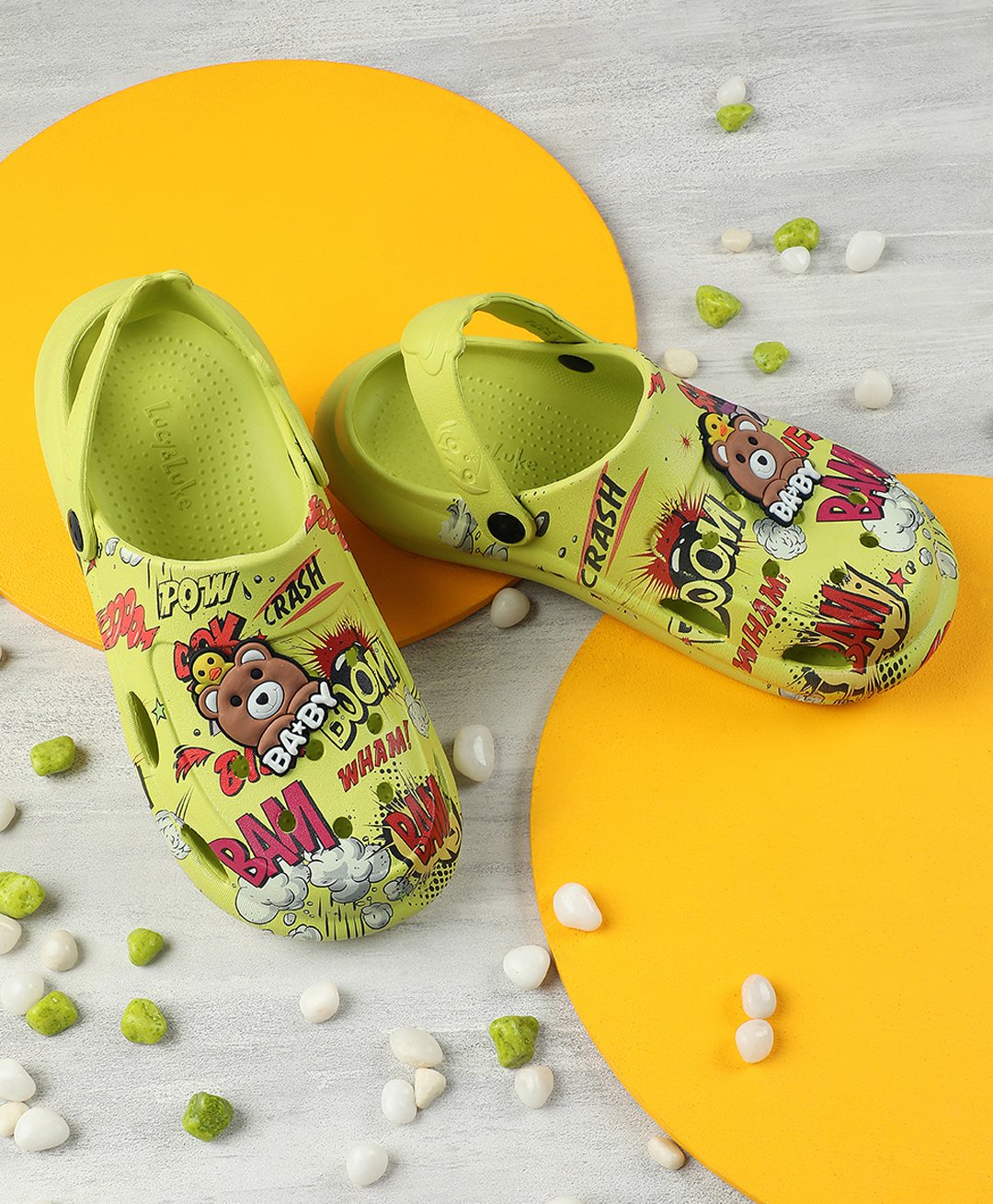 LIBERTY Boom Text Designed & Bear Applique Detailed Perforated Clogs - Parrot Green-picture-25