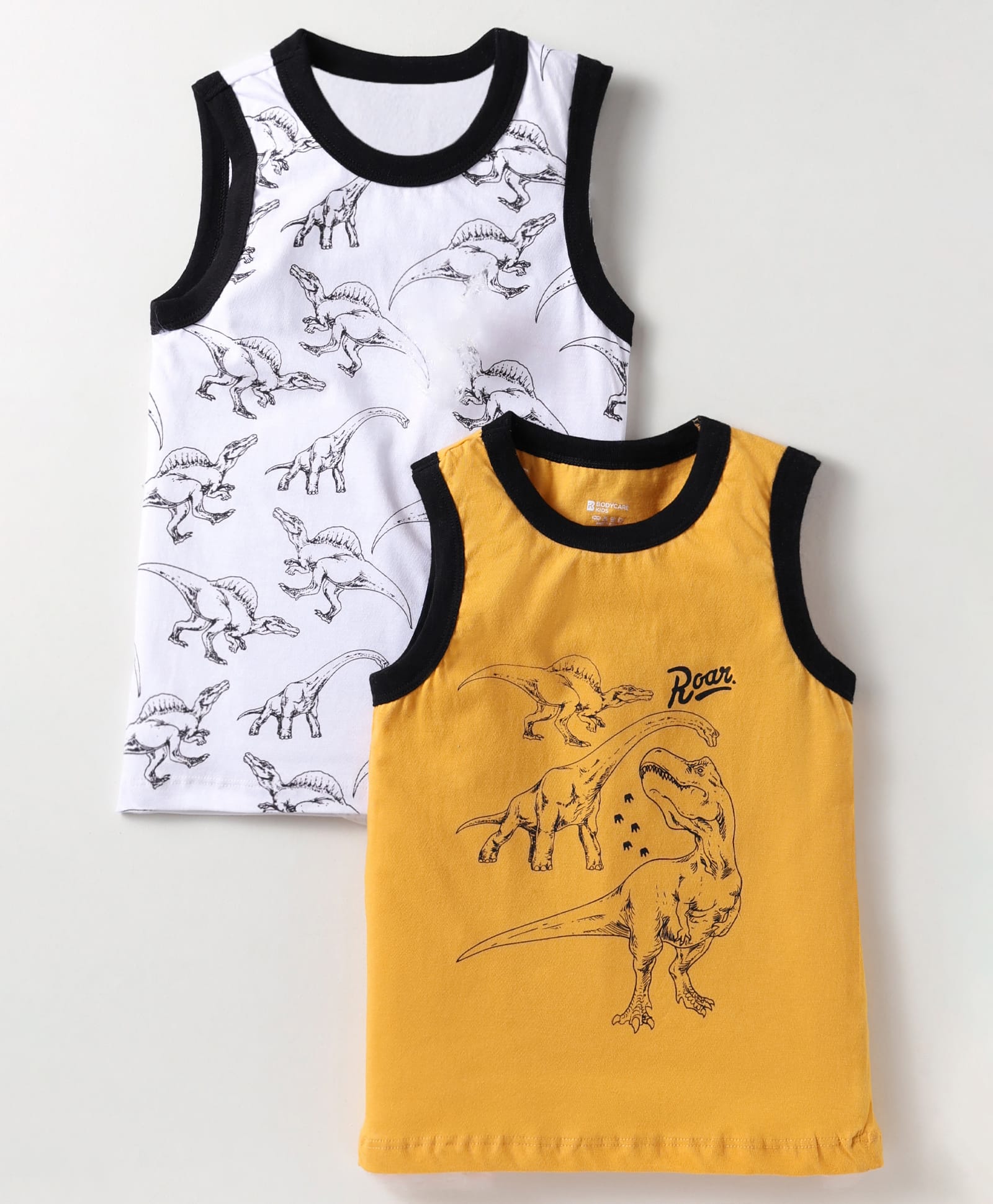 Bodycare Cotton Knit Sleeveless Vests With Dino Print - Yellow & White-picture-23