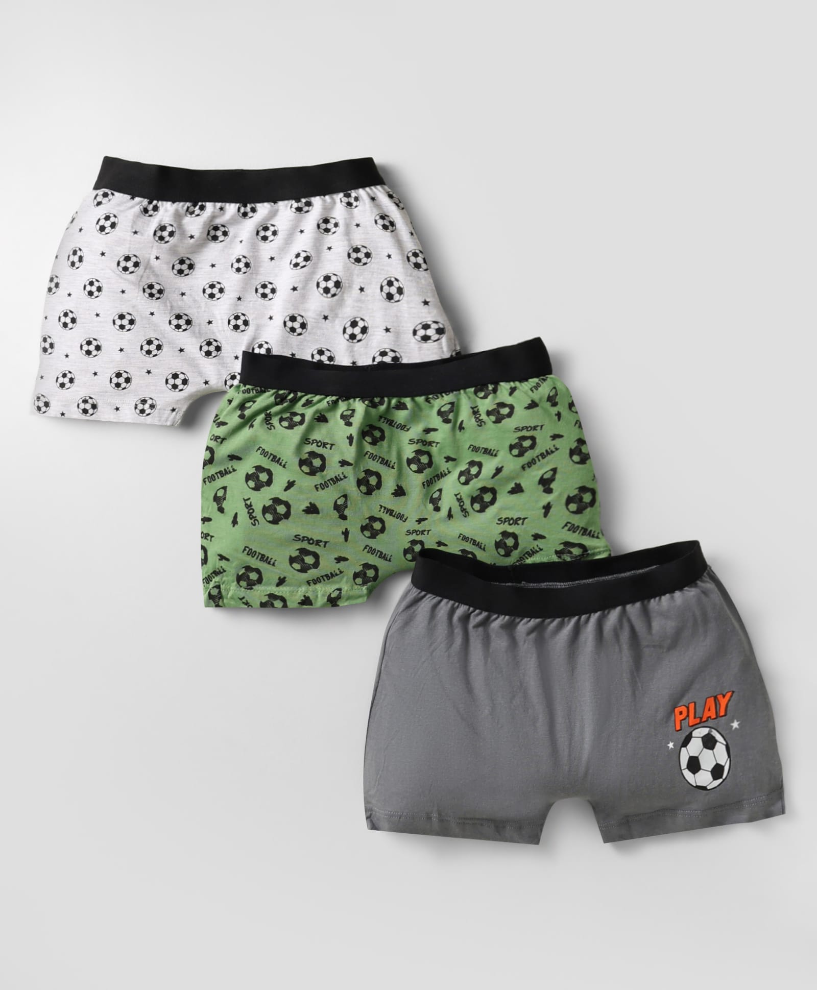 Bodycare Cotton Knit Boxers With Football Print Pack Of 3 - Green & Grey-picture-26