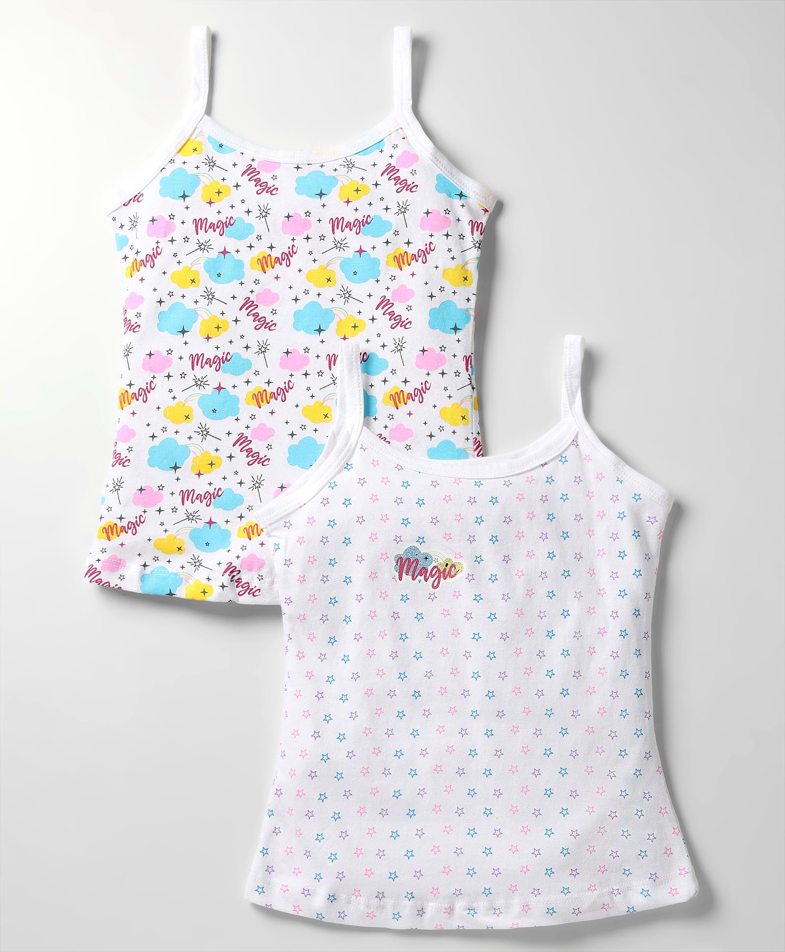 Bodycare Cotton Knit Slips With Star Print Pack Of 2 - White-picture-28
