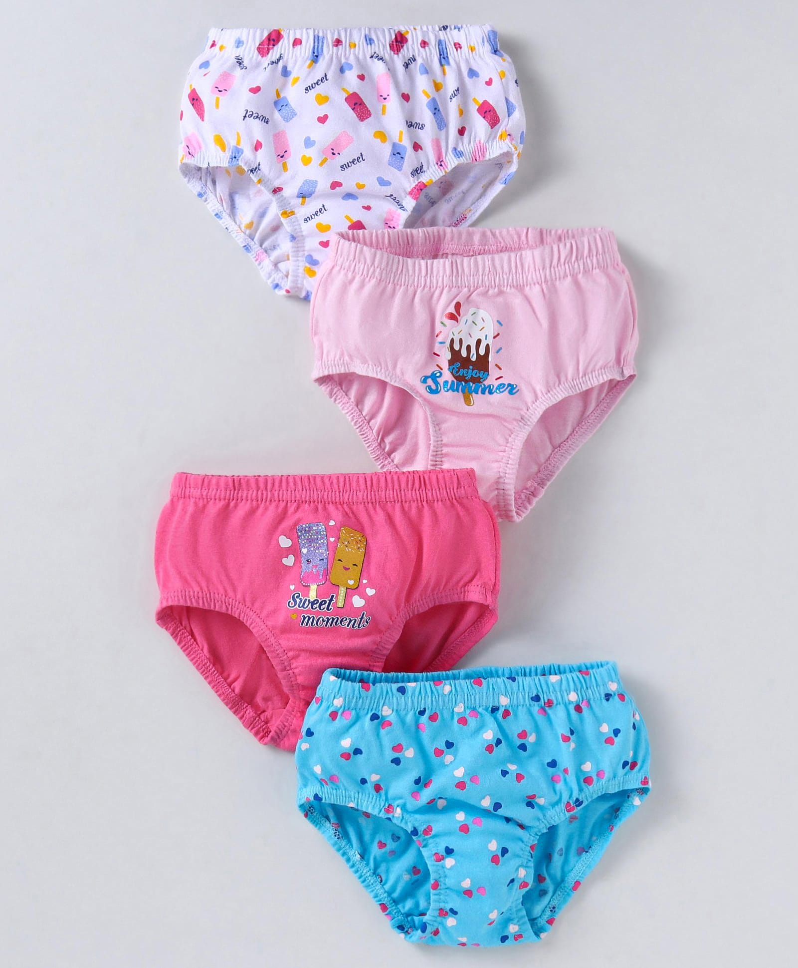 Bodycare Cotton Knit Hearts & Ice Cream Printed Panties Pack of 4 - Blue & Pink-picture-33