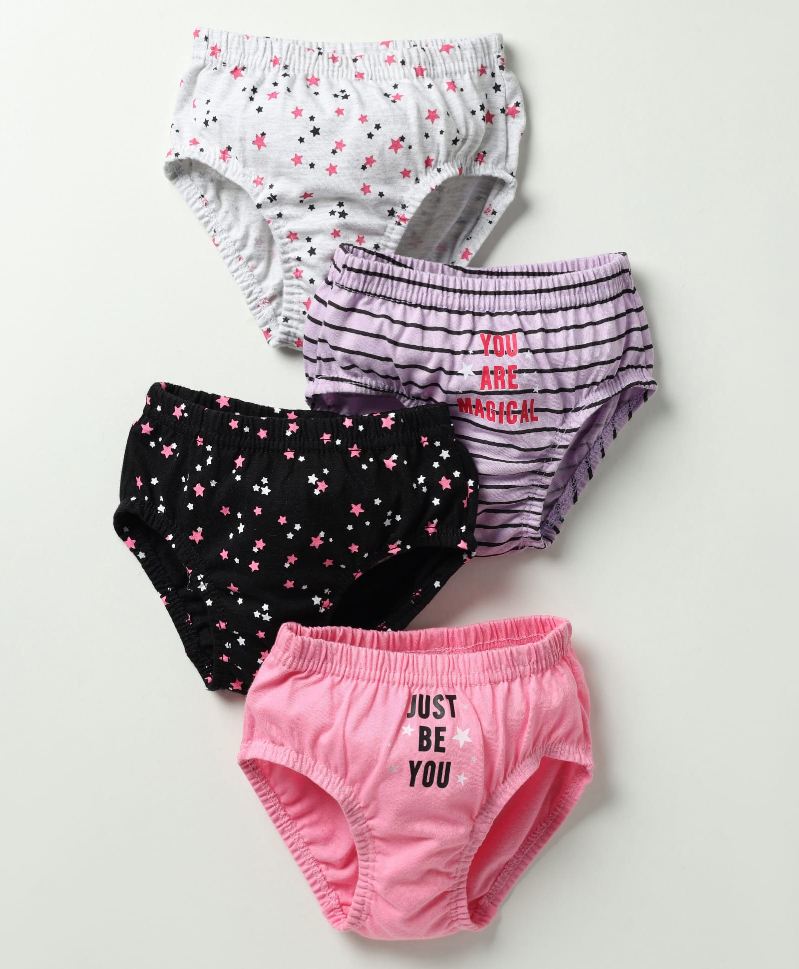 Bodycare Cotton Knit Panties With Stripes & Star Print Pack Of 4 - Multicolour-picture-13