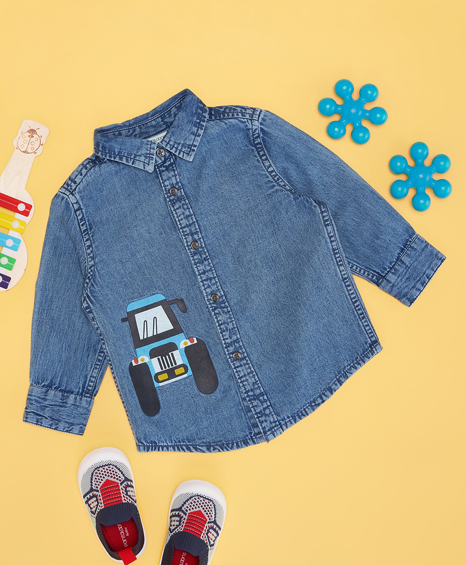 Pantaloons Baby Full Sleeves Car Printed Shirt - Blue-picture-11