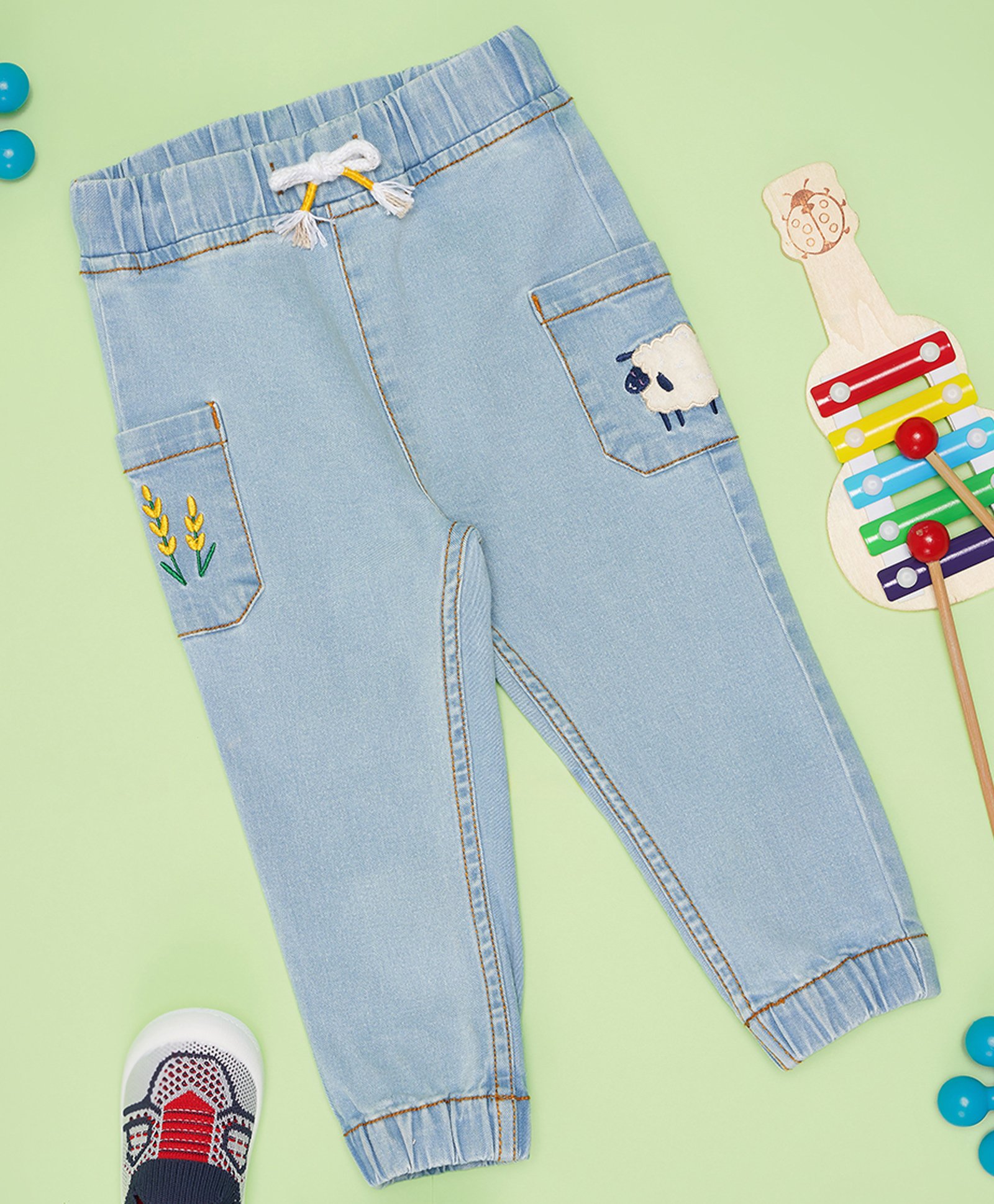 Pantaloons Baby Sheep Embroidered Jeans - Light Blue-picture-16