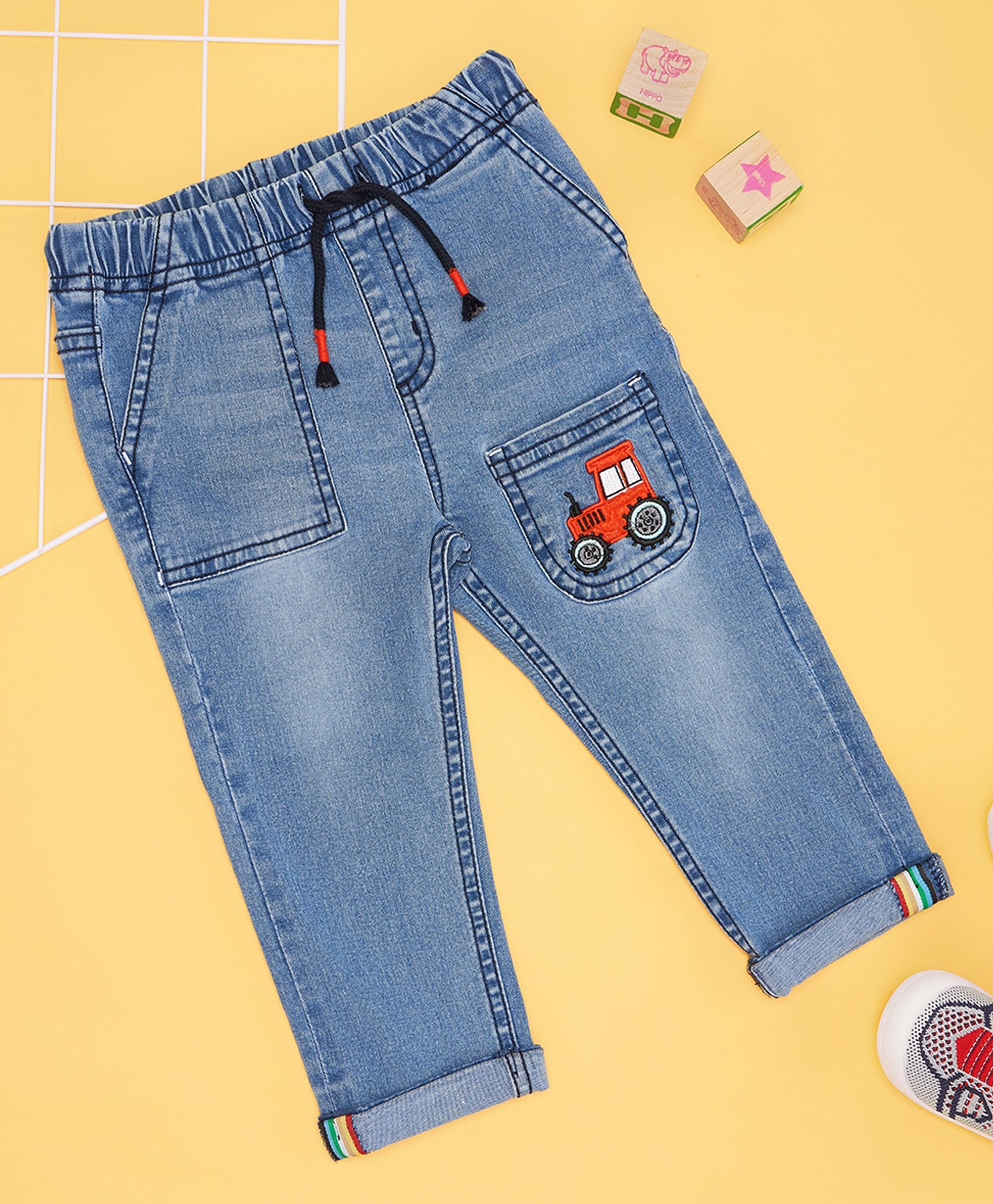 Pantaloons Baby Tractor Embroidered Jeans - Light Blue-picture-25