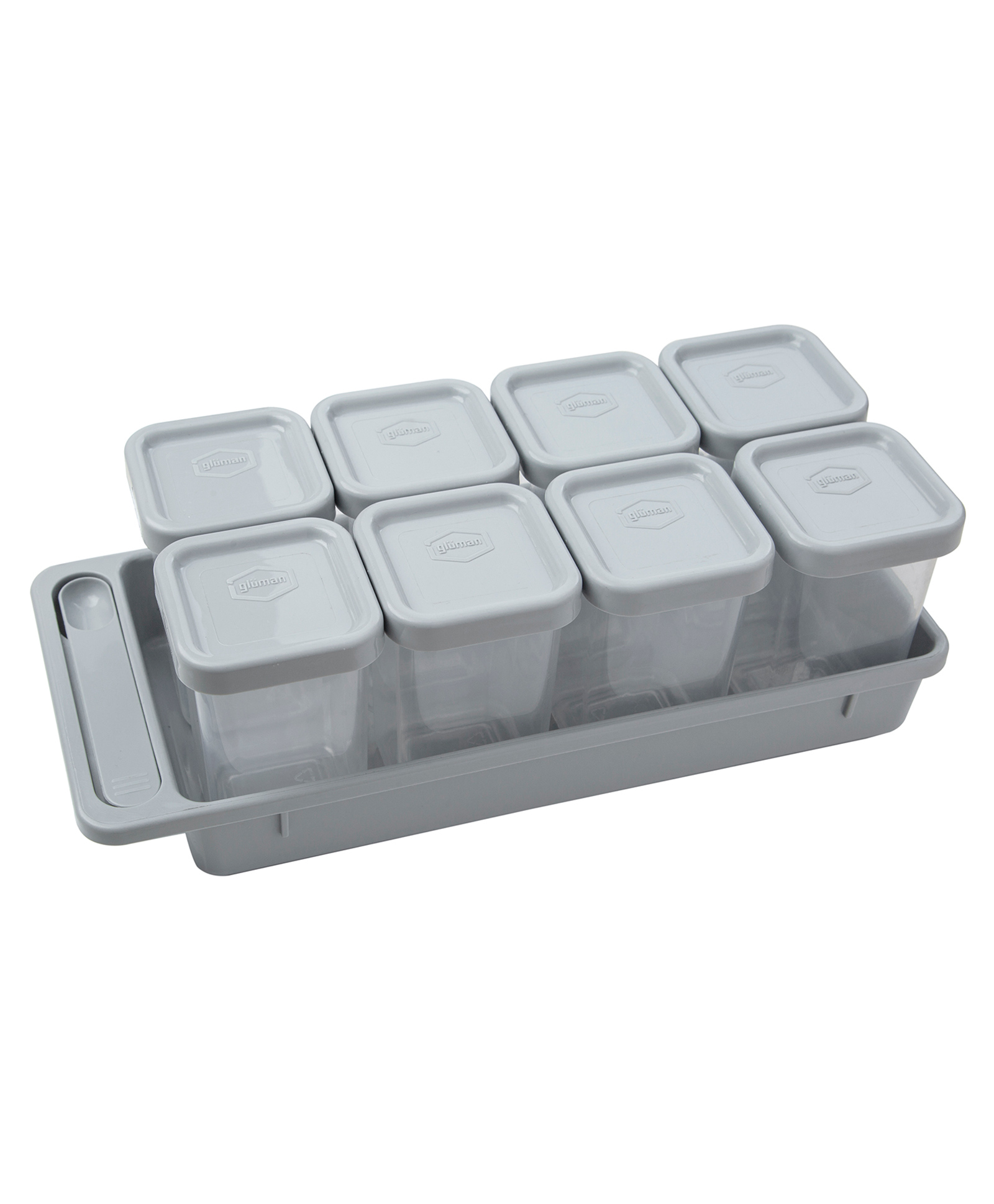 Gluman Masala Container Set for spice storage with tray & spoon (Set of 8)-picture-34