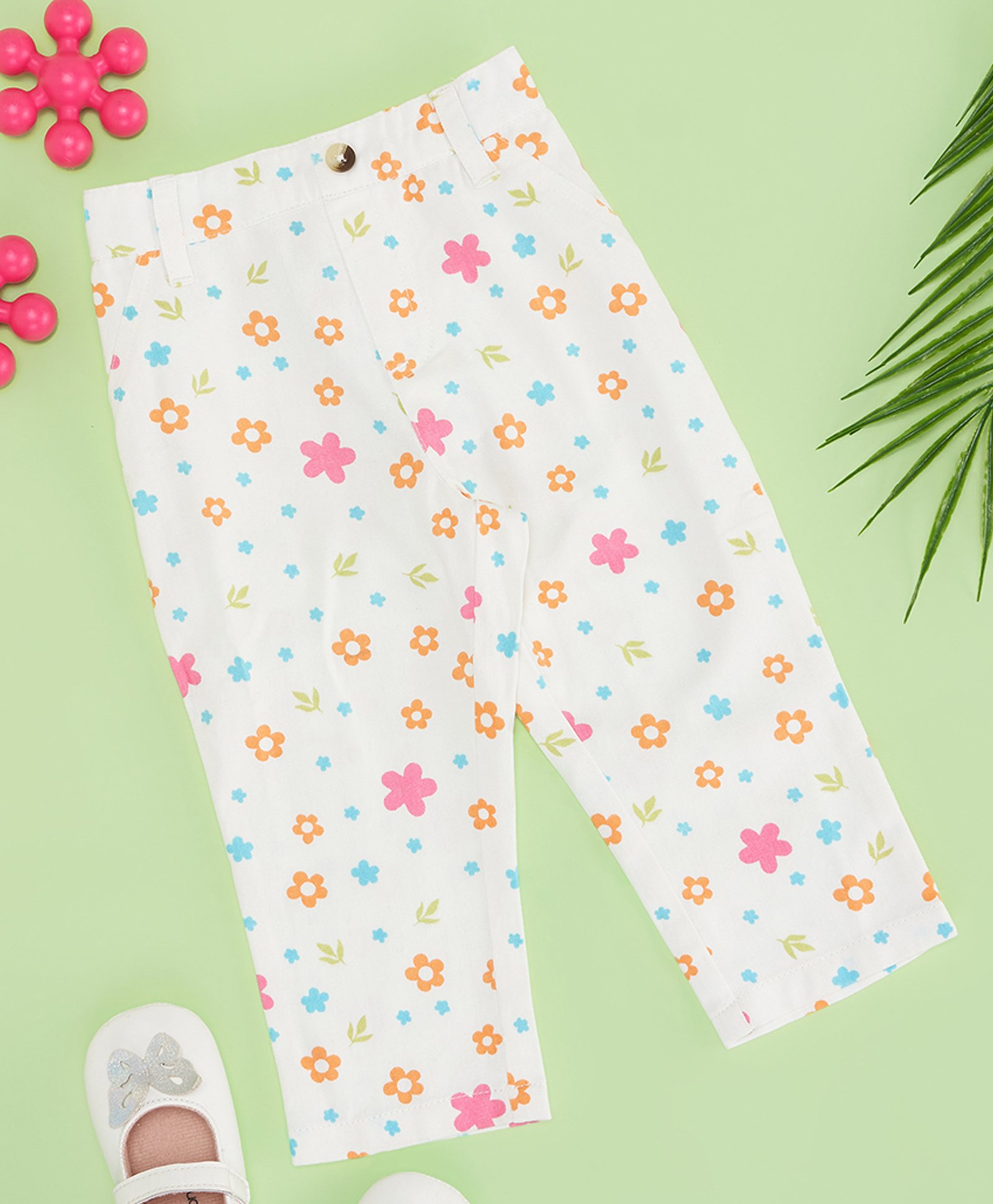 Pantaloons Baby Cotton Floral Printed Jeans - Off White-image-44