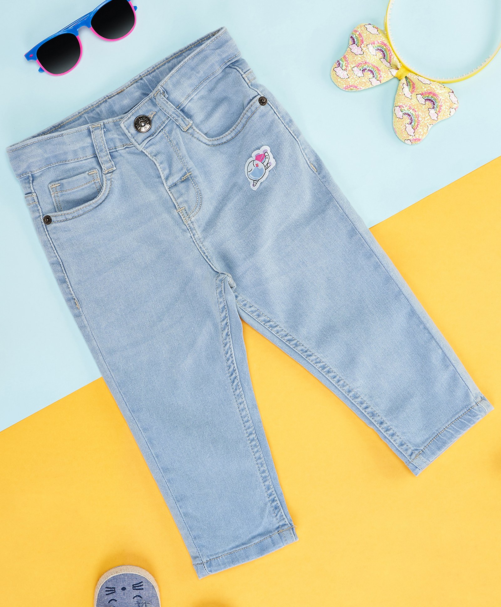 Pantaloons Baby Cotton Abstract Printed Jeans - Light Blue-picture-10