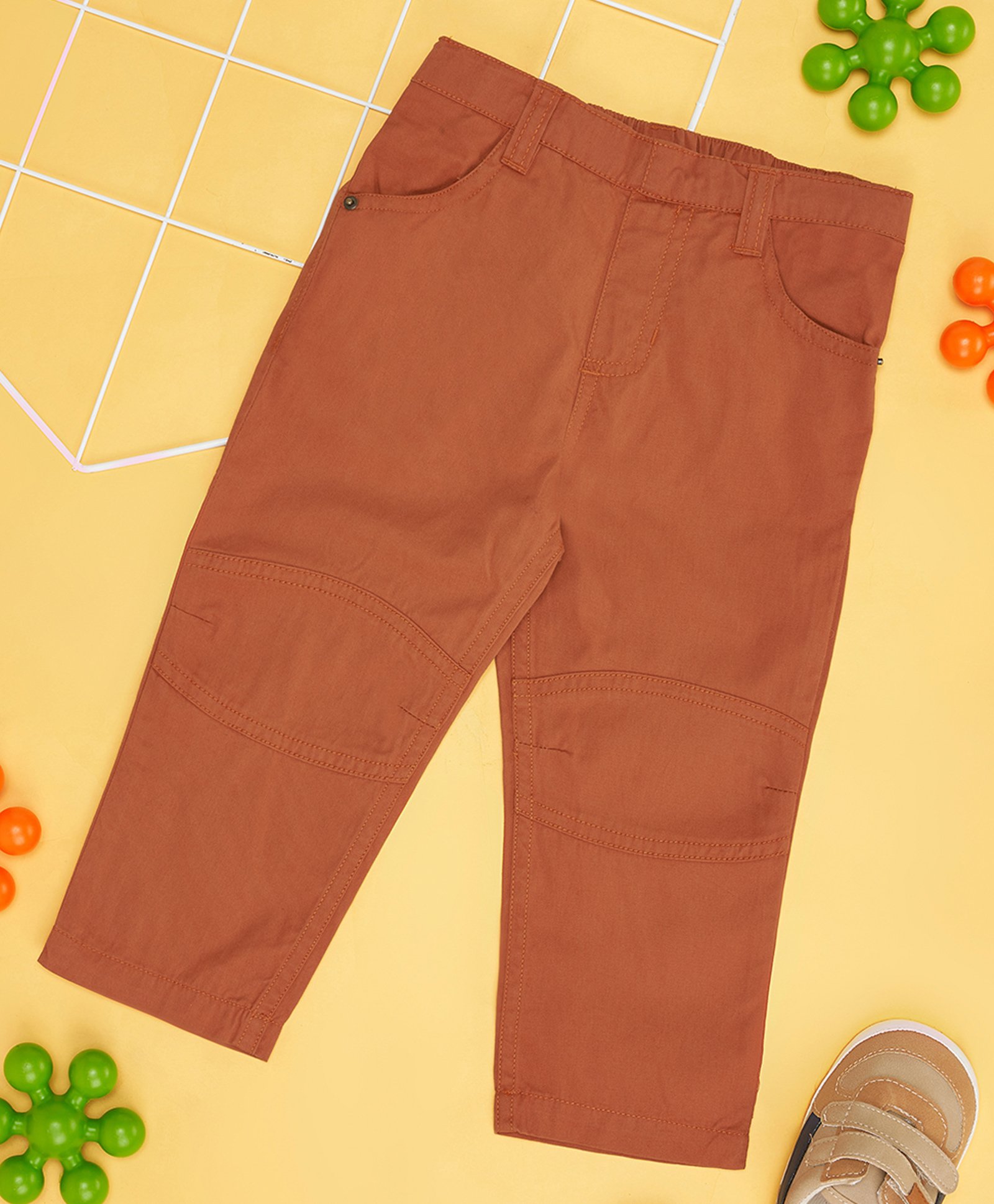 Pantaloons Baby Cotton Solid Pants - Rust Orange-image-11