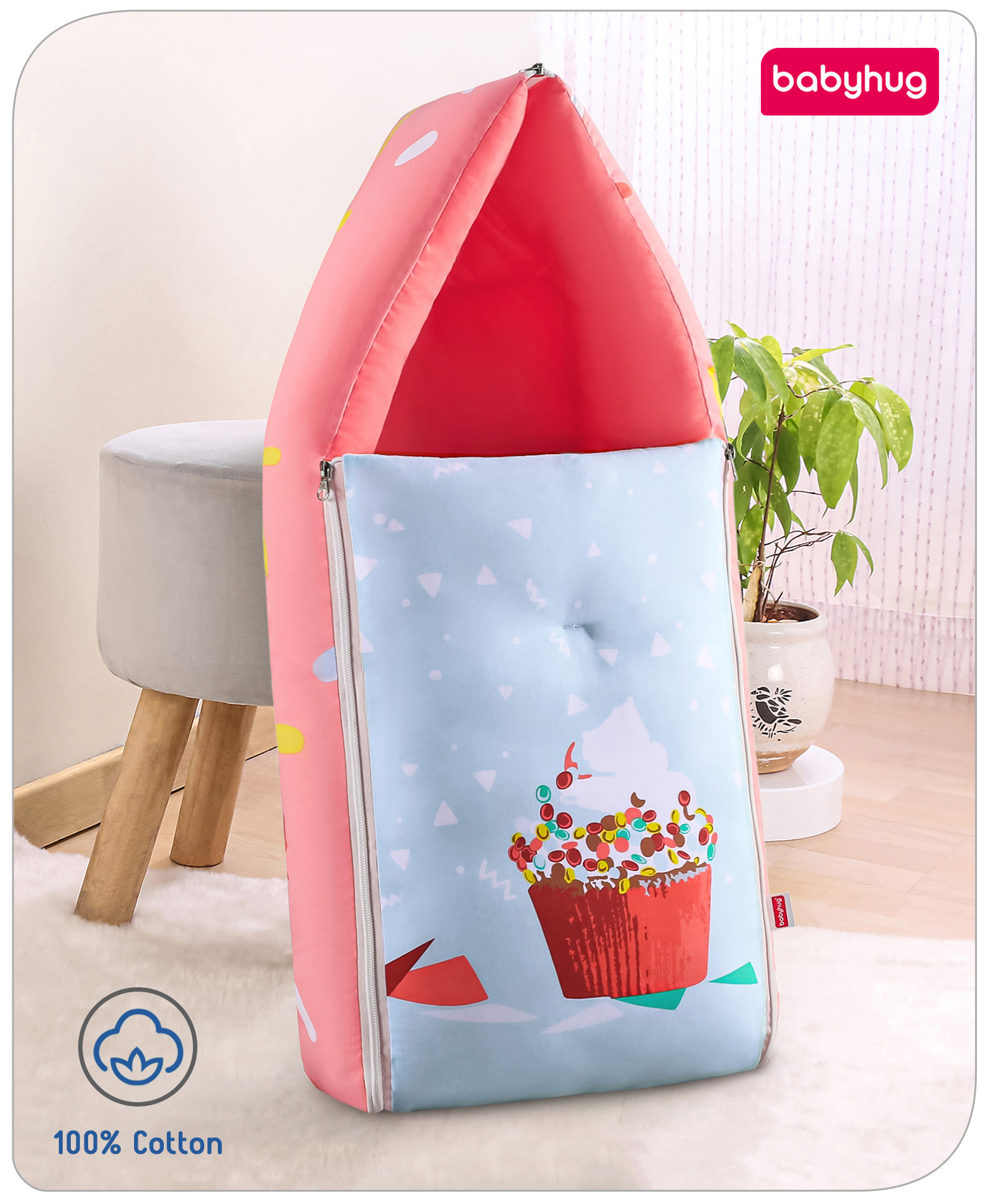 Babyhug 100% Cotton Digital Print Sleeping Bag Party Theme - Pink-image-24