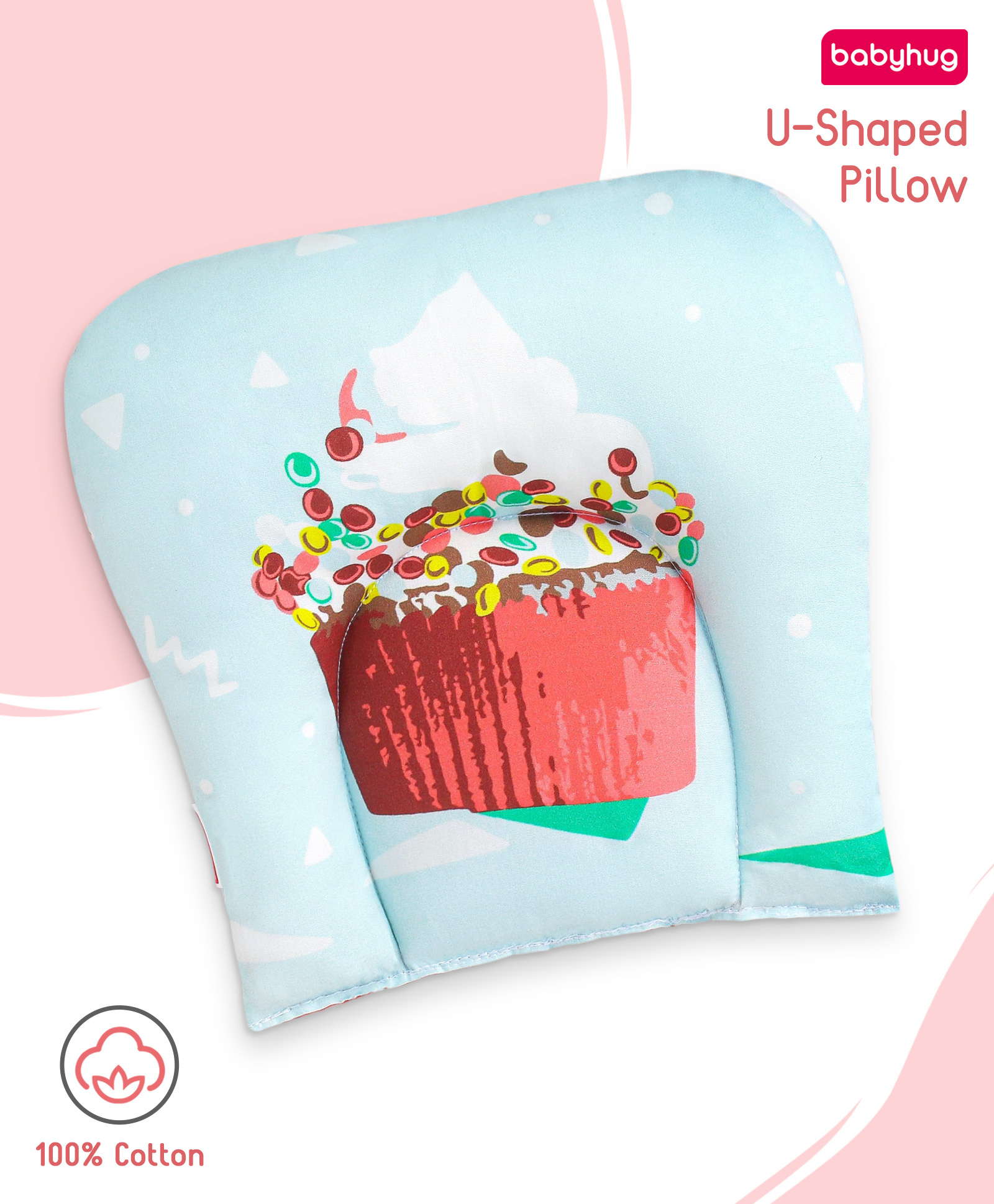 Babyhug 100% Cotton U Shape Pillow Digital PartyTheme Print- Pink-image-44