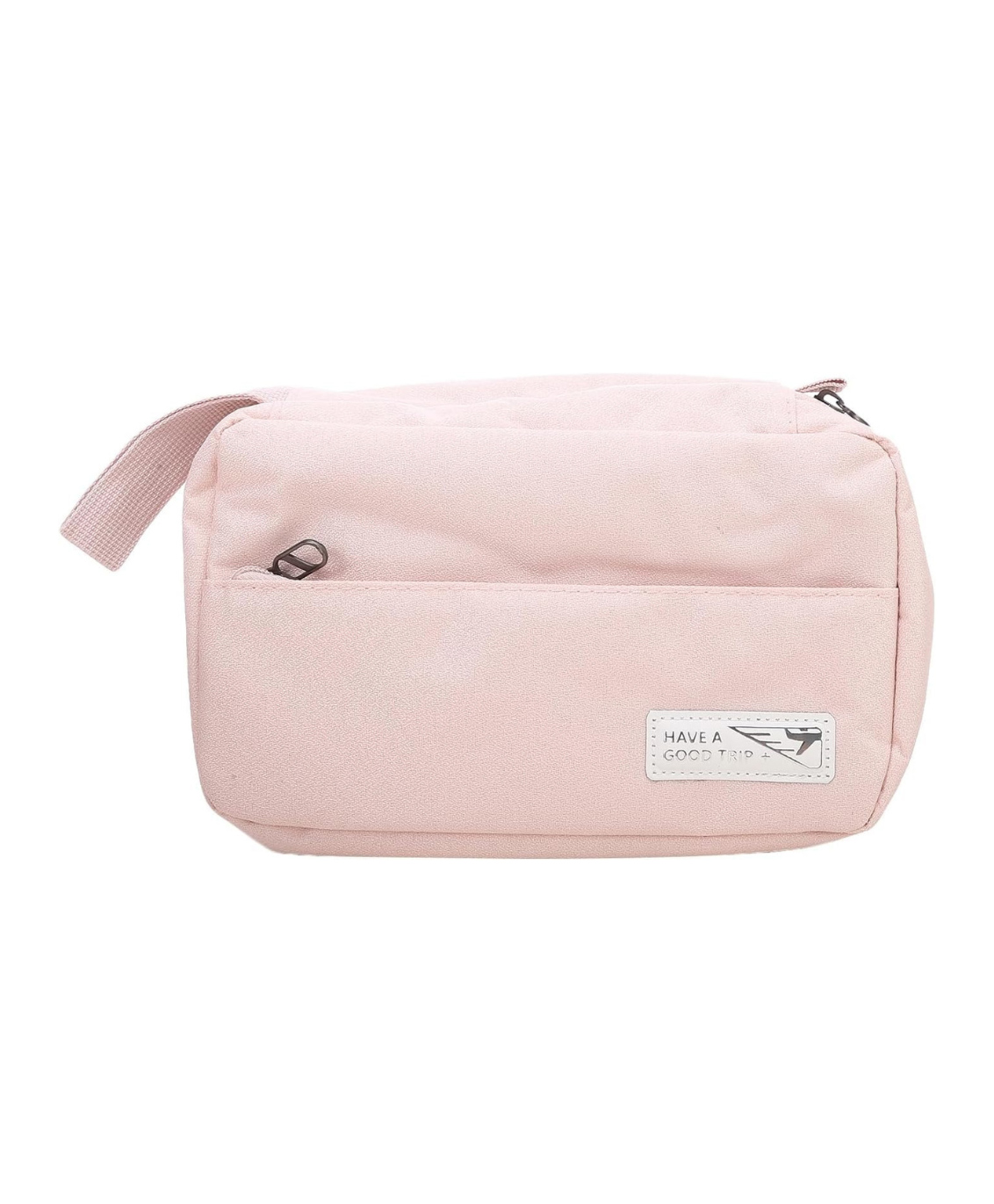 Uninest - Travel Toiletry Bag for Women, Waterproof Hanging Cosmetic Organizer with Hook, Portable Foldable Makeup Bag, Multifunctional Toiletries Storage with Zipper & Dividers (Light Pink)-image-2